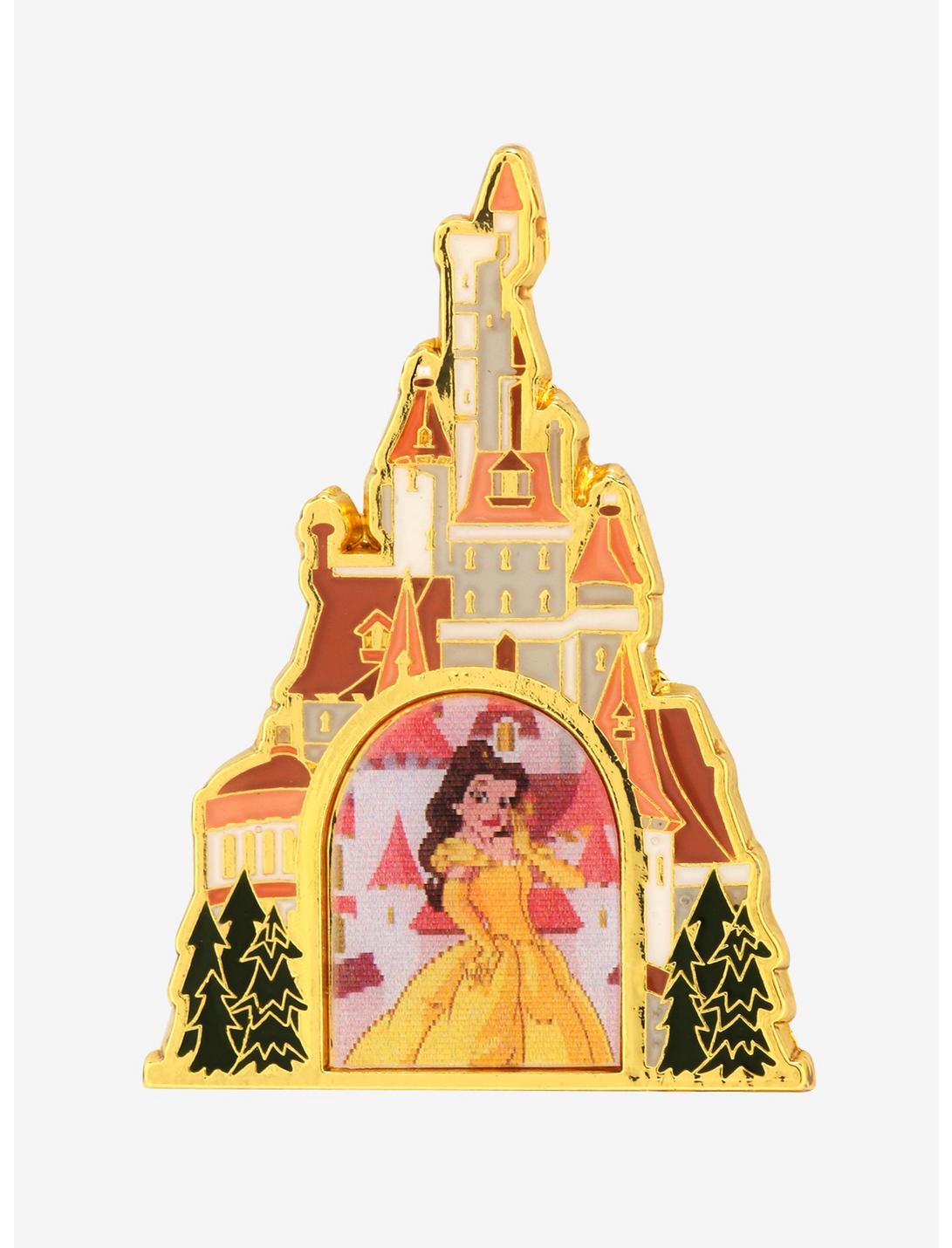 Loungefly Disney Princess Belle Castle Lenticular Enamel Pin - BoxLunch Exclusive, , hi-res
