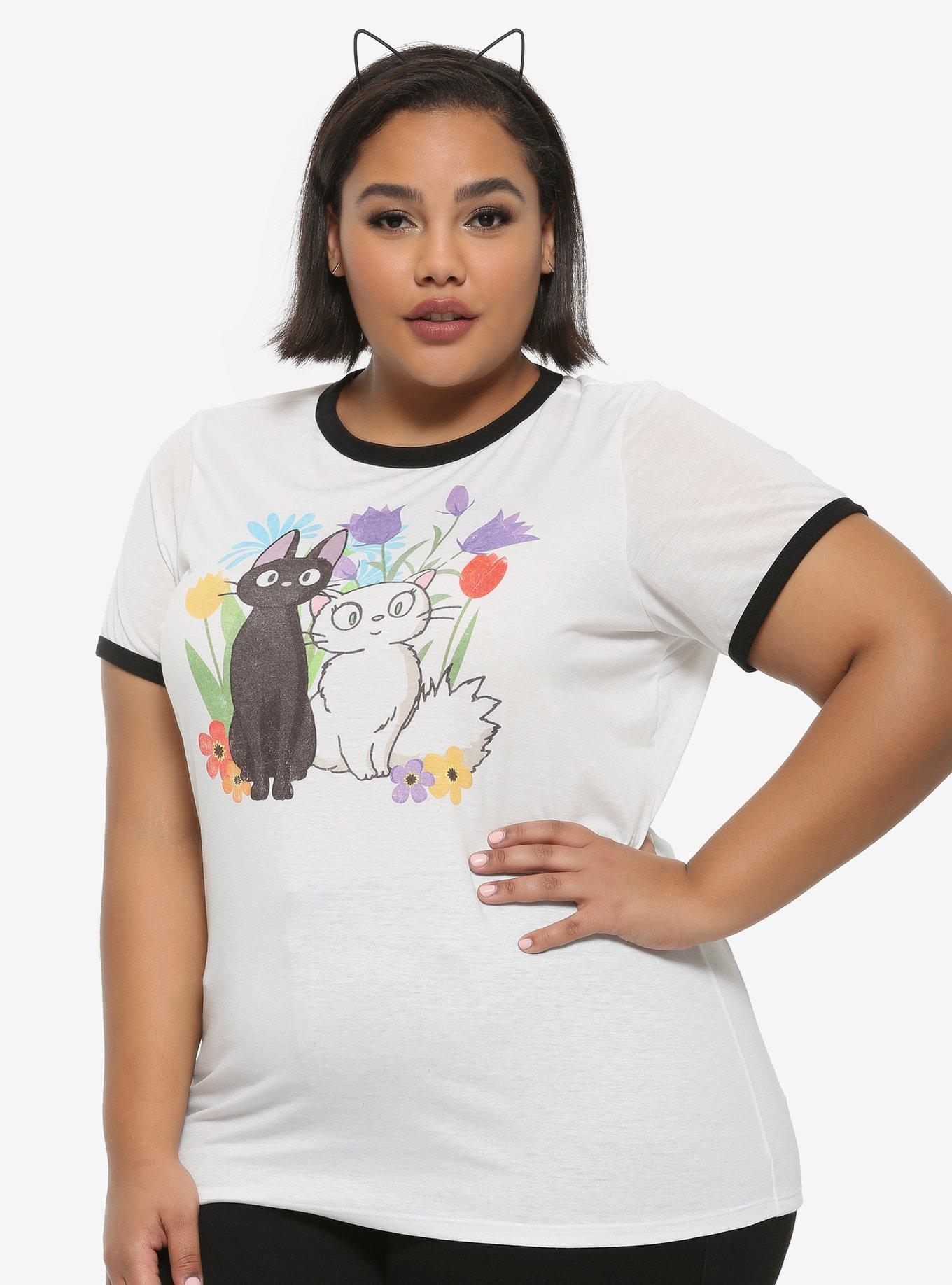 Studio Ghibli Kiki's Delivery Service Jiji & Lily Girls Ringer T-Shirt Plus Size, MULTI, hi-res