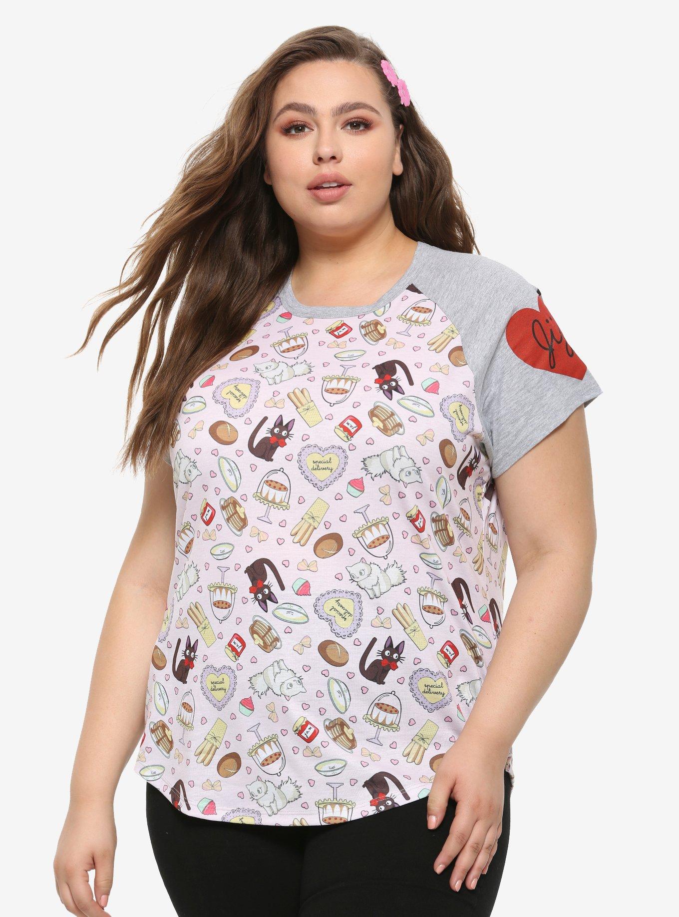 Studio Ghibli Kiki's Delivery Service Cats & Bakery Girls T-Shirt Plus Size, MULTI, hi-res