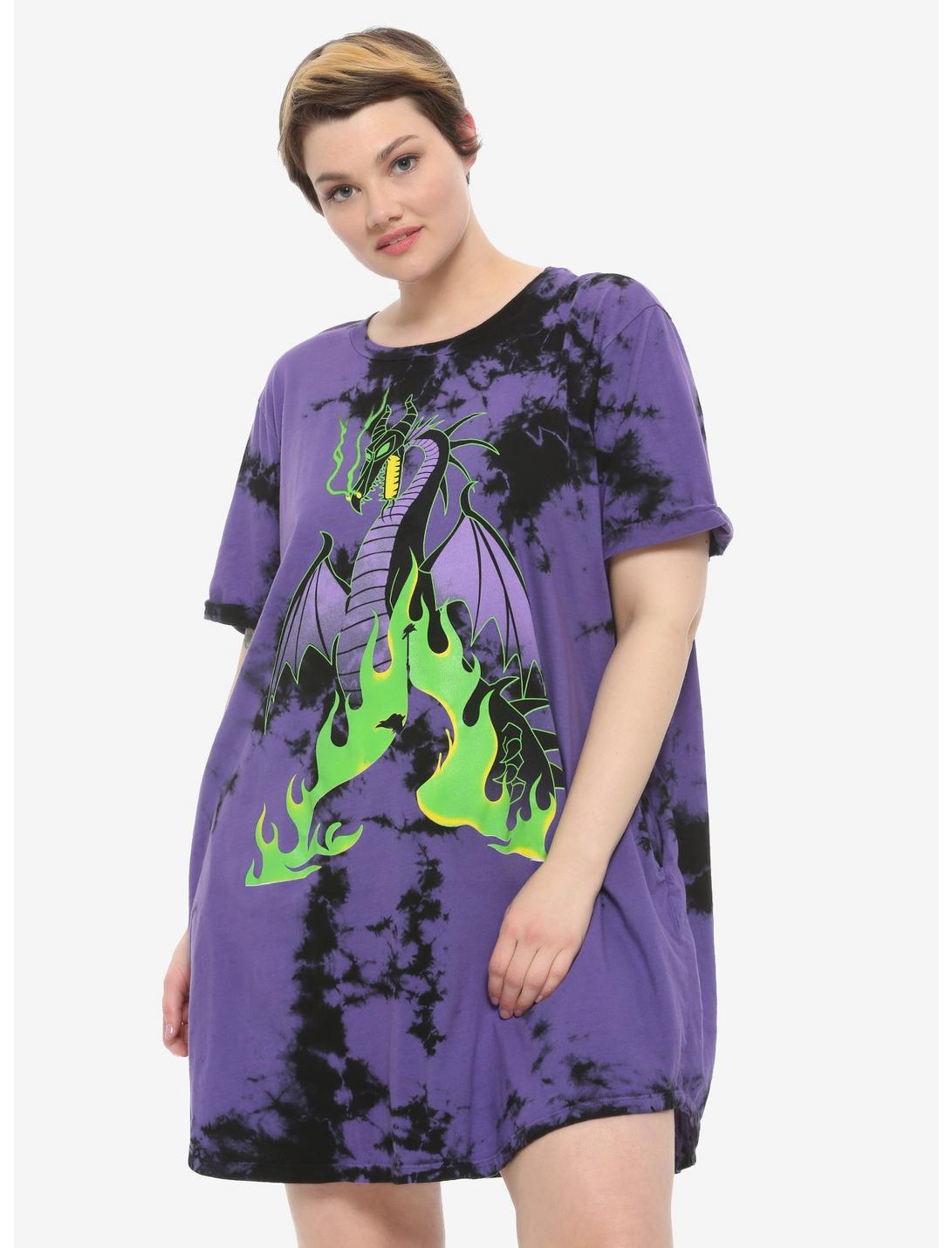 Disney Sleeping Beauty Maleficent Tie-Dye T-Shirt Dress Plus Size, TIE DYE, hi-res