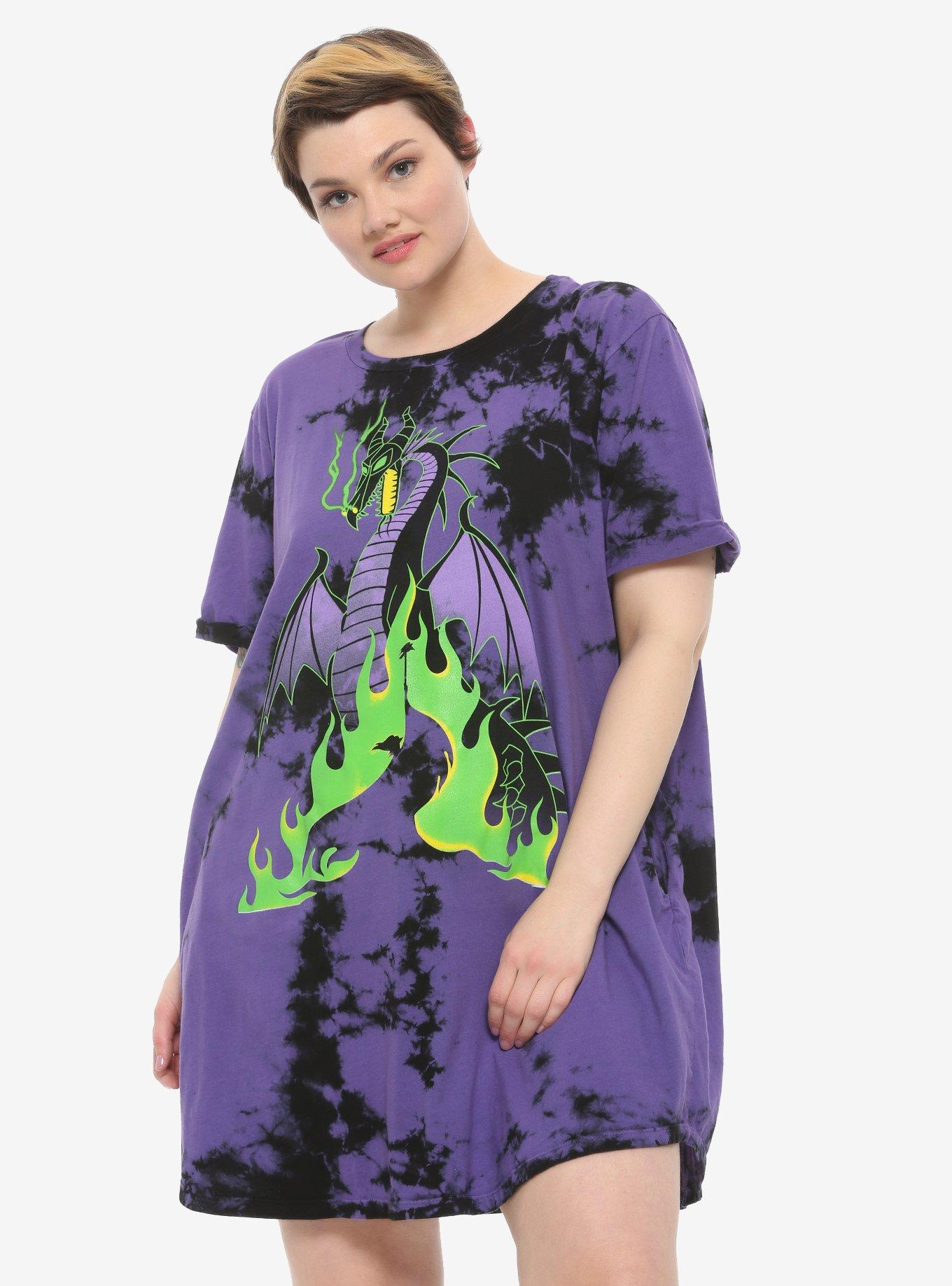 Disney Sleeping Beauty Maleficent Tie-Dye T-Shirt Dress Plus Size, TIE DYE, hi-res