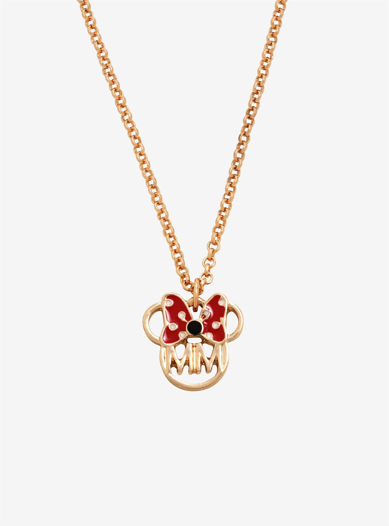 Disney Minnie Mouse Gold Icon Necklace, , hi-res