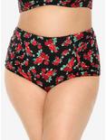 Roses & Skulls Ruched High-Waisted Swim Bottoms Plus Size, MULTI, hi-res