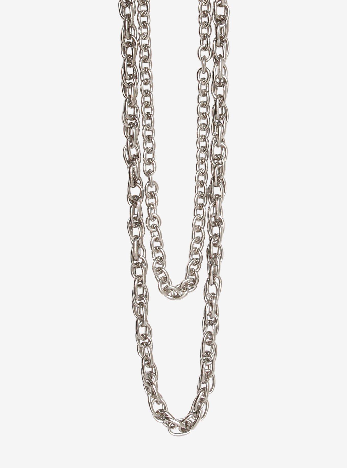 Men Fashion Wallet Chain Big Links Silver Color Metal Extra Long Classic  Jewelry Accessory Punk Rock