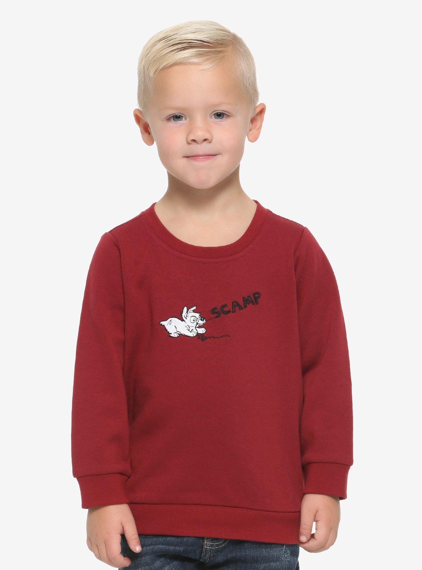 Disney Lady and the Tramp Scamp Toddler Crewneck - BoxLunch Exclusive, RED, hi-res