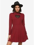 Heart Cutout Mock Neck Long-Sleeve Dress, , hi-res