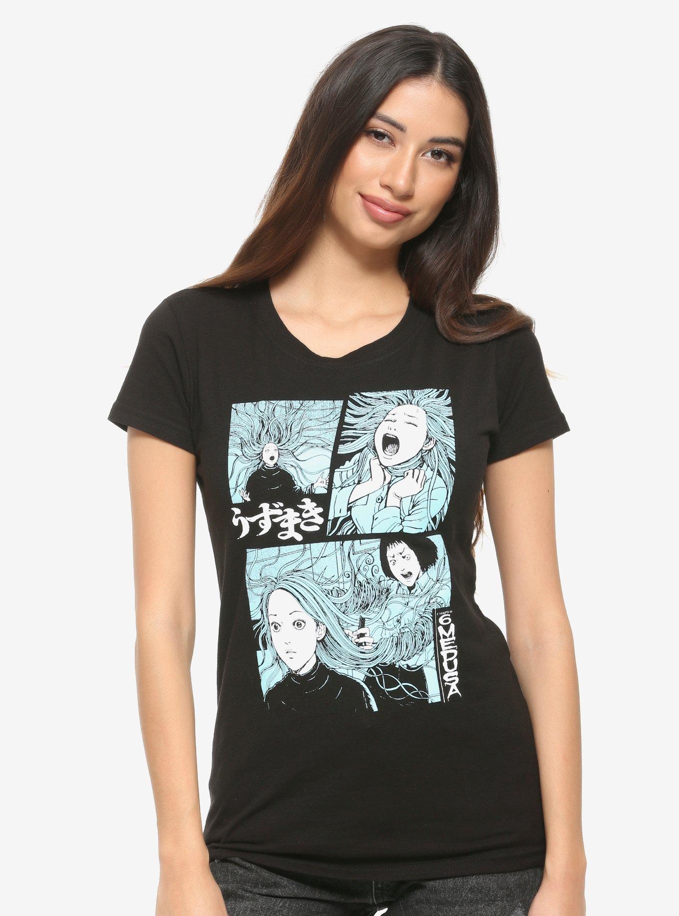 Junji Ito Uzumaki Spiral Hair Girls T-Shirt, MULTI, hi-res