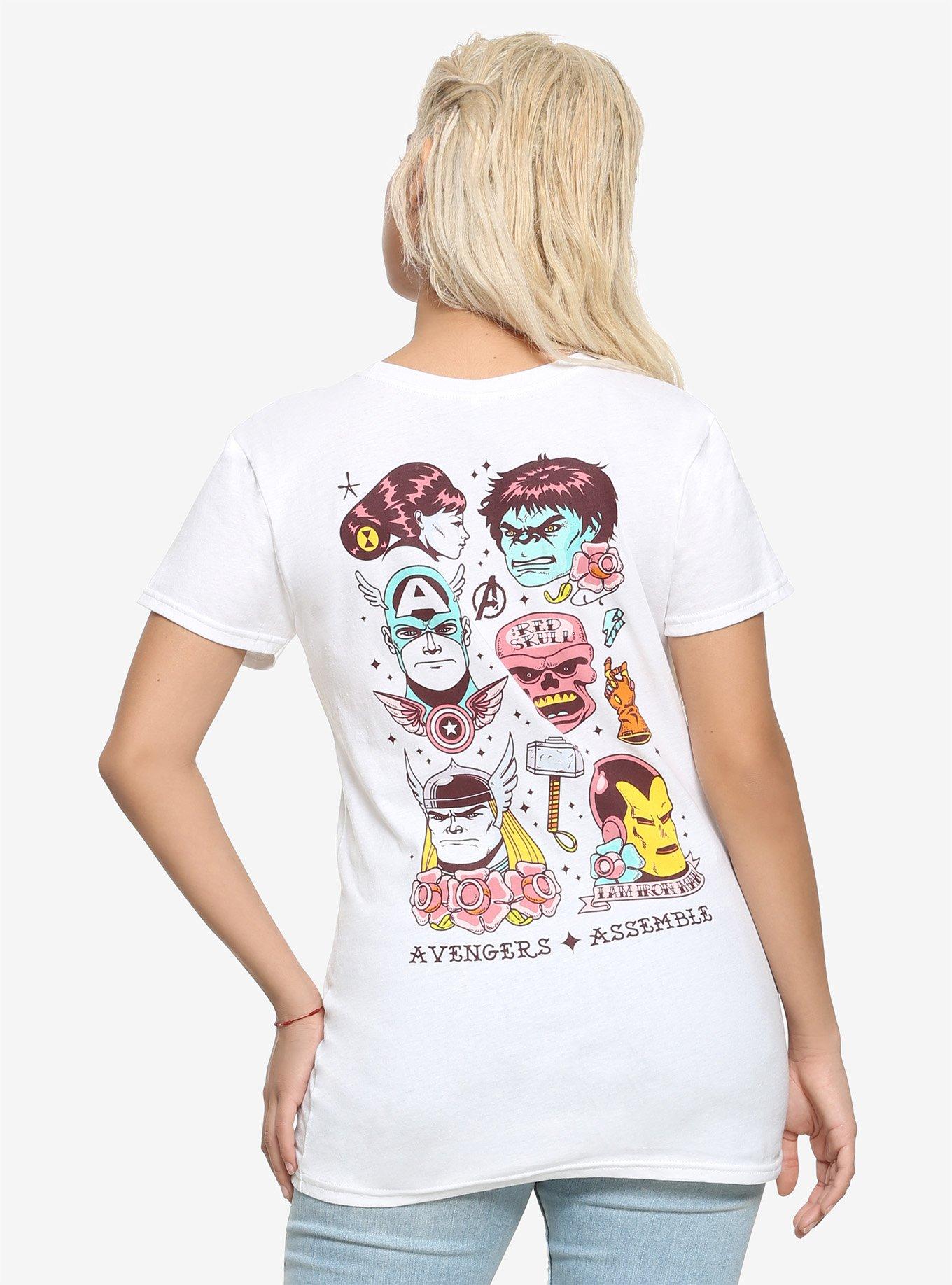 Marvel The Avengers Tattoo Flash Girls T-Shirt, MULTI, hi-res