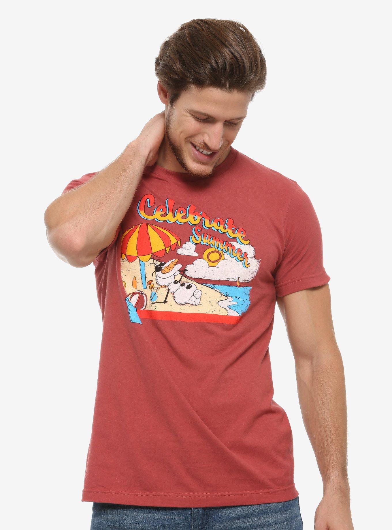 Disney Frozen Celebrate Summer T-Shirt - BoxLunch Exclusive, RED, hi-res