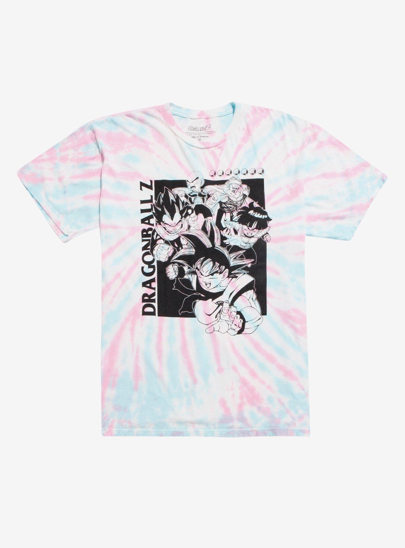 Dragon Ball Z Pink & Blue Tie-Dye T-Shirt, BLACK, hi-res