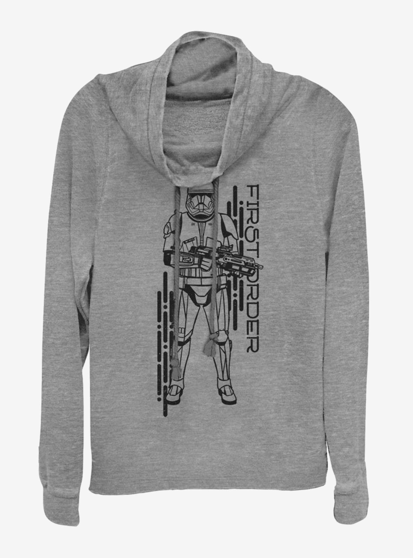 Star Wars Episode IX Rise of Skywalker Red Trooper Project Red Cowl Neck Long-Sleeve Girls Top, GRAY HTR, hi-res