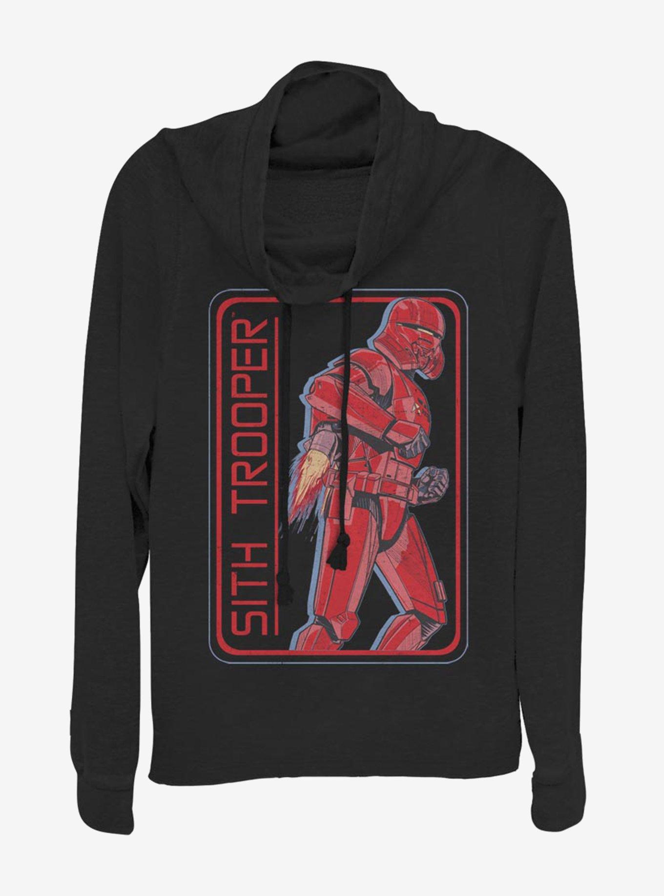 Star Wars Episode IX Rise of Skywalker Red Trooper Retro Sith Trooper Cowl Neck Long-Sleeve Girls Top, BLACK, hi-res