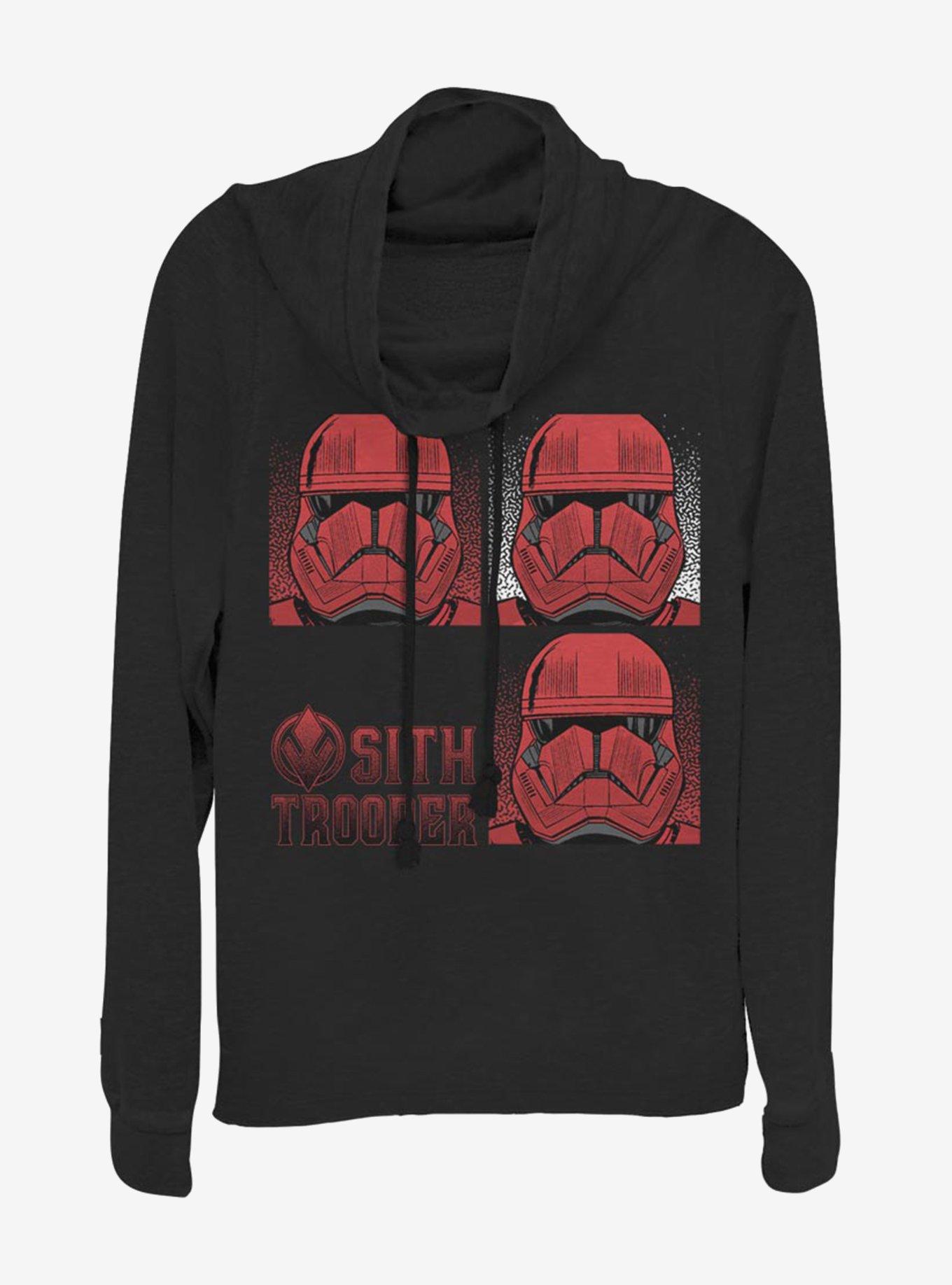 Star Wars Episode IX Rise of Skywalker Red Trooper Sith Trooper Cowl Neck Long-Sleeve Girls Top, BLACK, hi-res