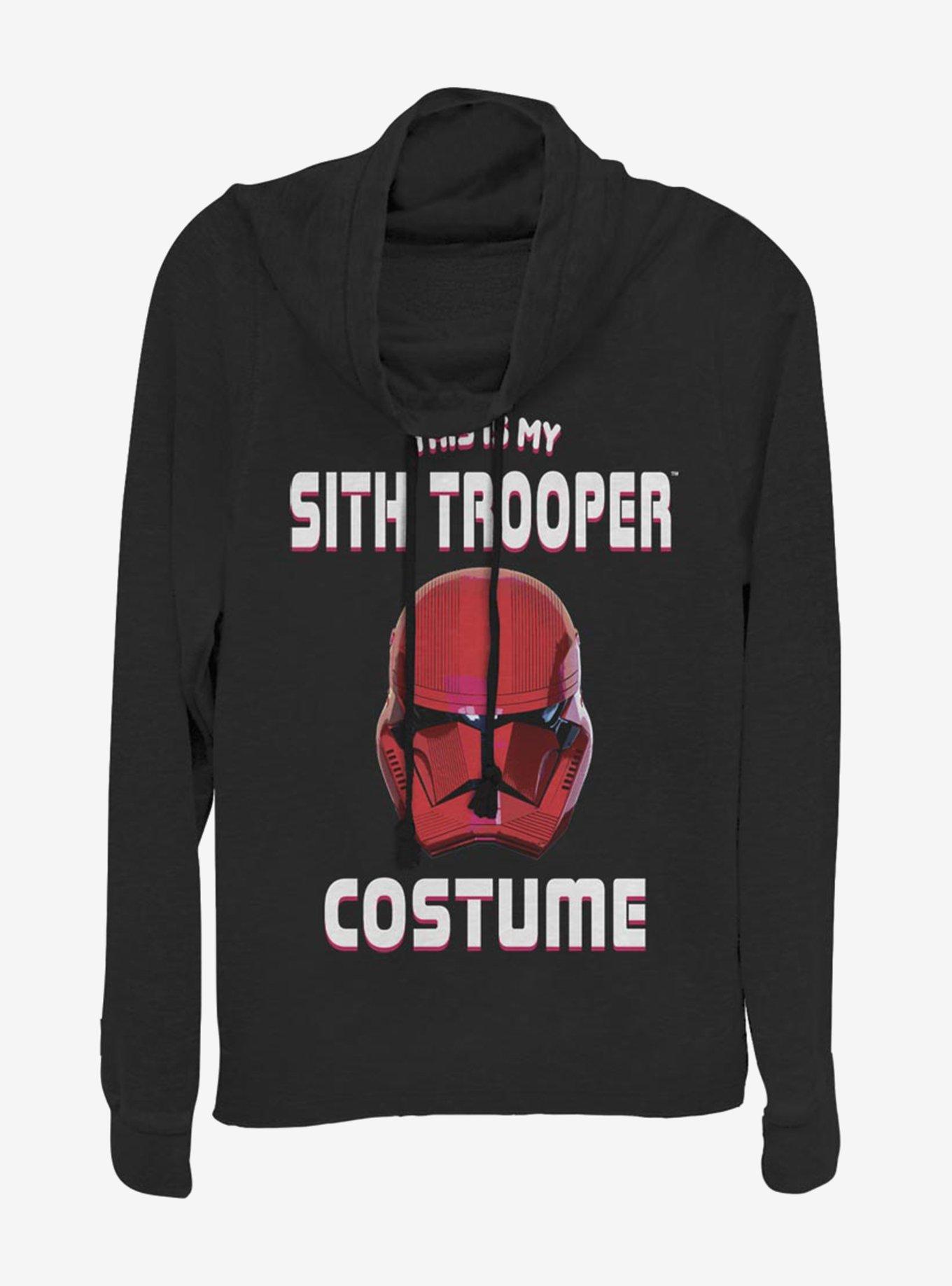 Star Wars Episode IX Rise of Skywalker Red Trooper Sith Trooper Costume Cowl Neck Long-Sleeve Girls Top, BLACK, hi-res