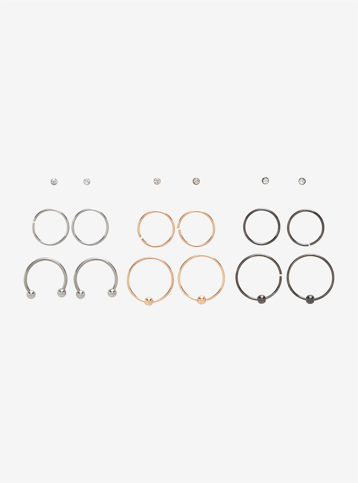 Silver Gold & Hematite Hoop & Earring Set, , hi-res