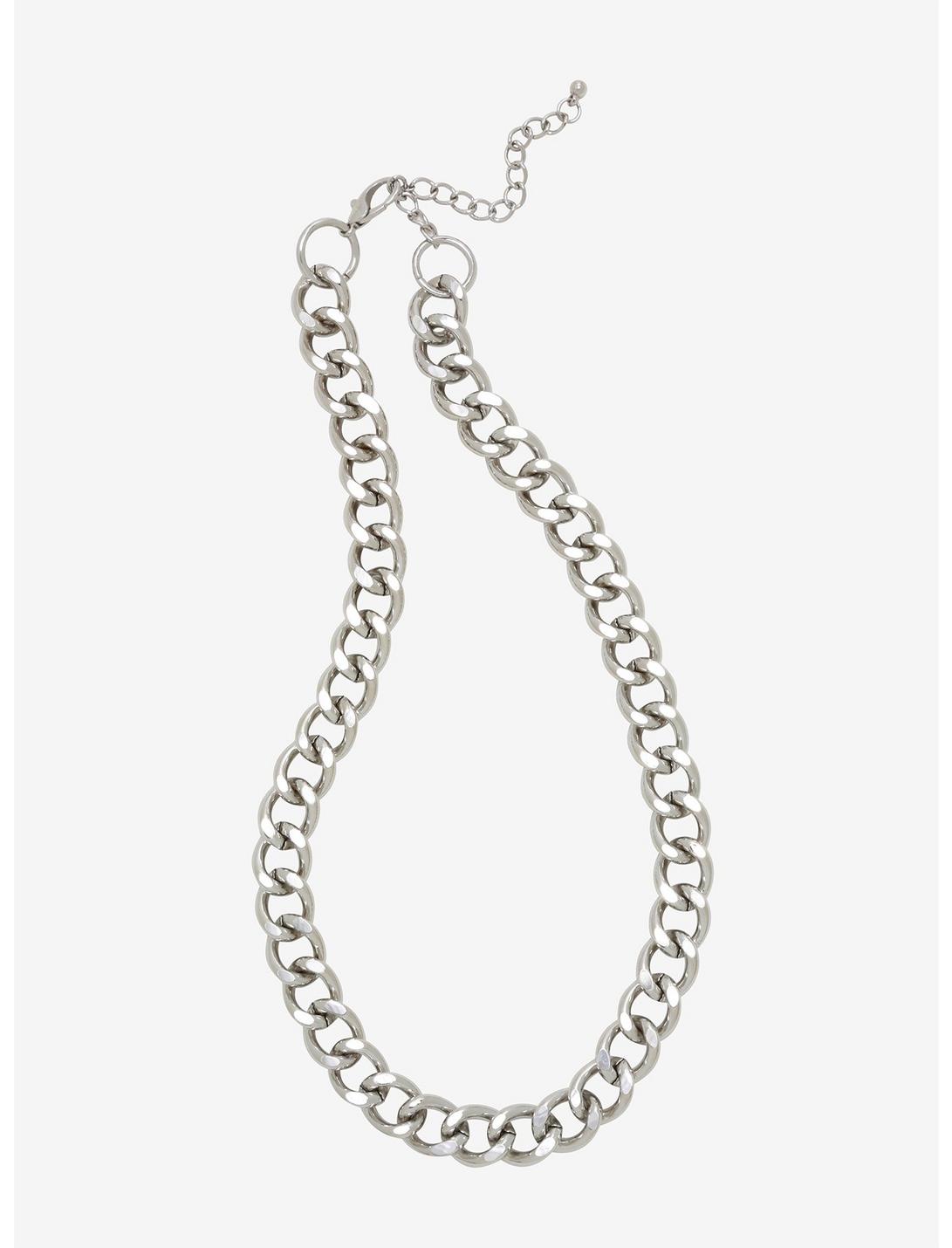 Silver Thick Chain Necklace, , hi-res