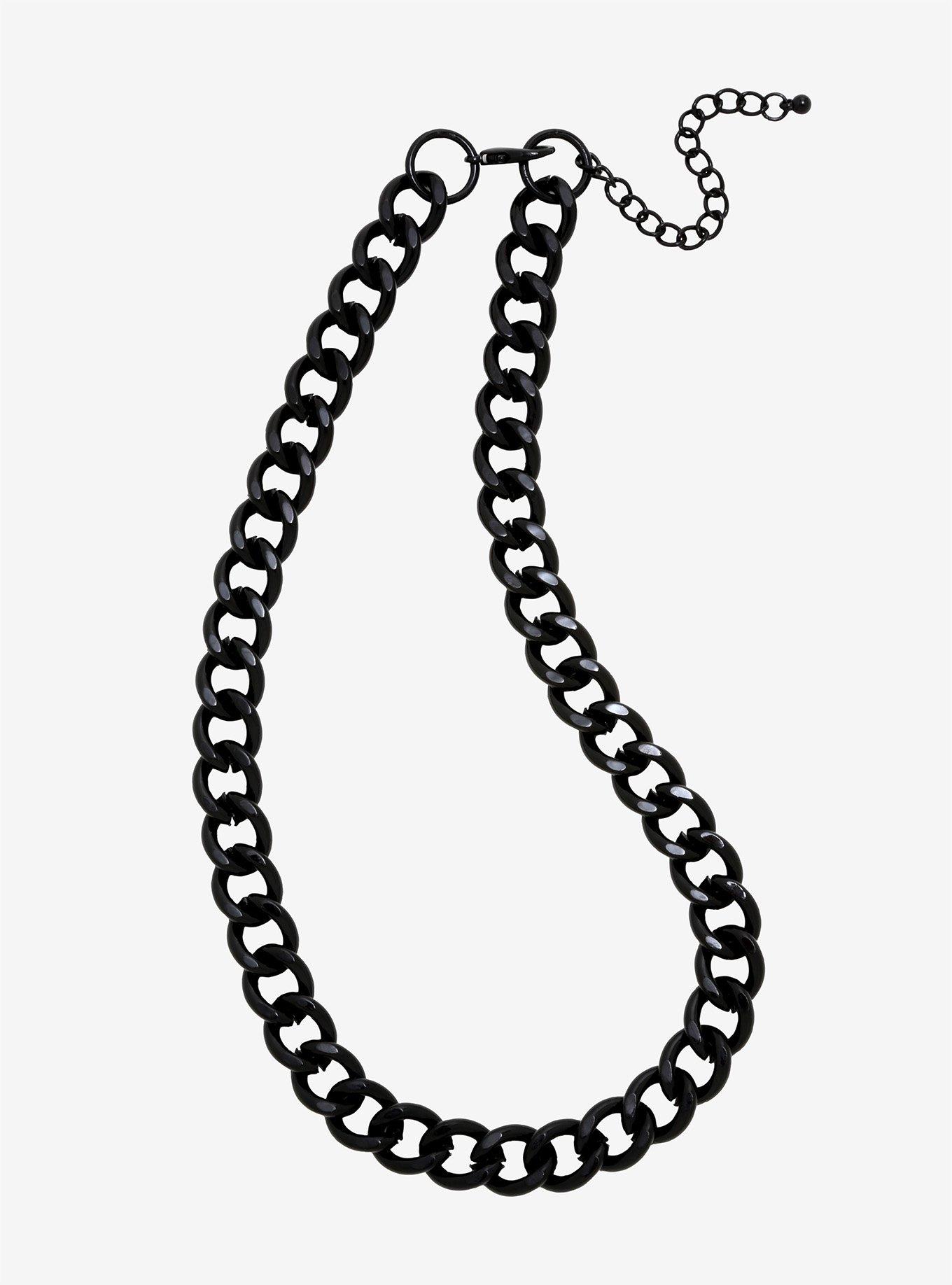 Black Thick Chain Necklace, , hi-res