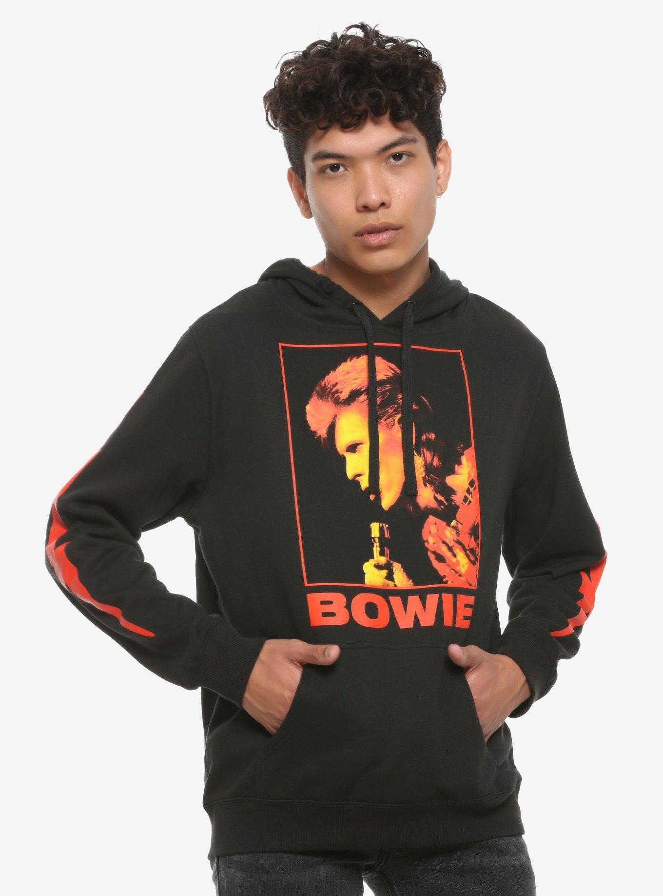 David Bowie Portrait Lightning Bolt Hoodie, BLACK, hi-res