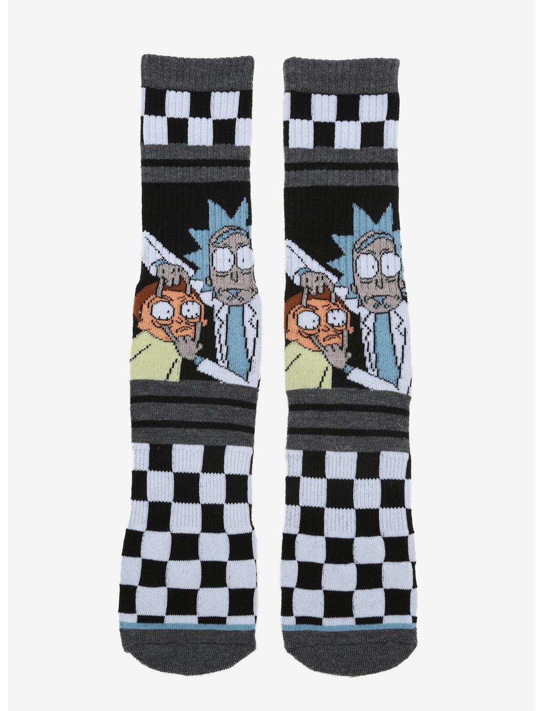 Rick And Morty Checkered Crew Socks, , hi-res