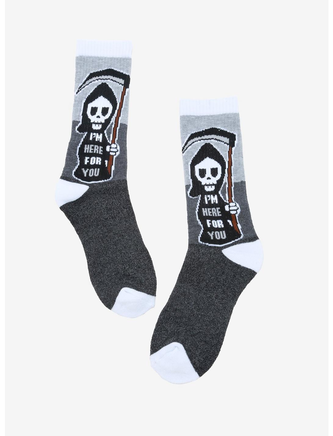Grim Reaper Grey Color-Block Crew Socks, , hi-res