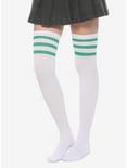 White & Green Varsity Stripe Over-The-Knee Socks, , hi-res