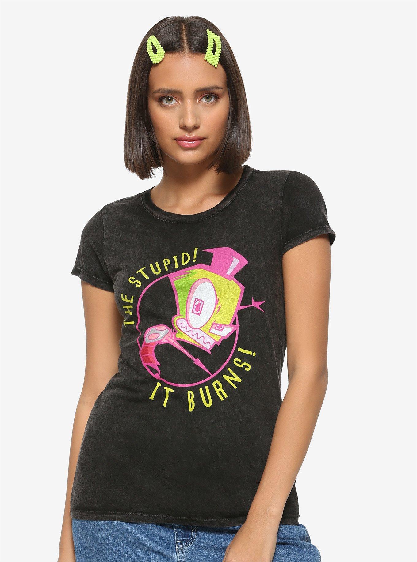 Invader Zim The Stupid! It Burns! Girls Washed T-Shirt, MULTI, hi-res