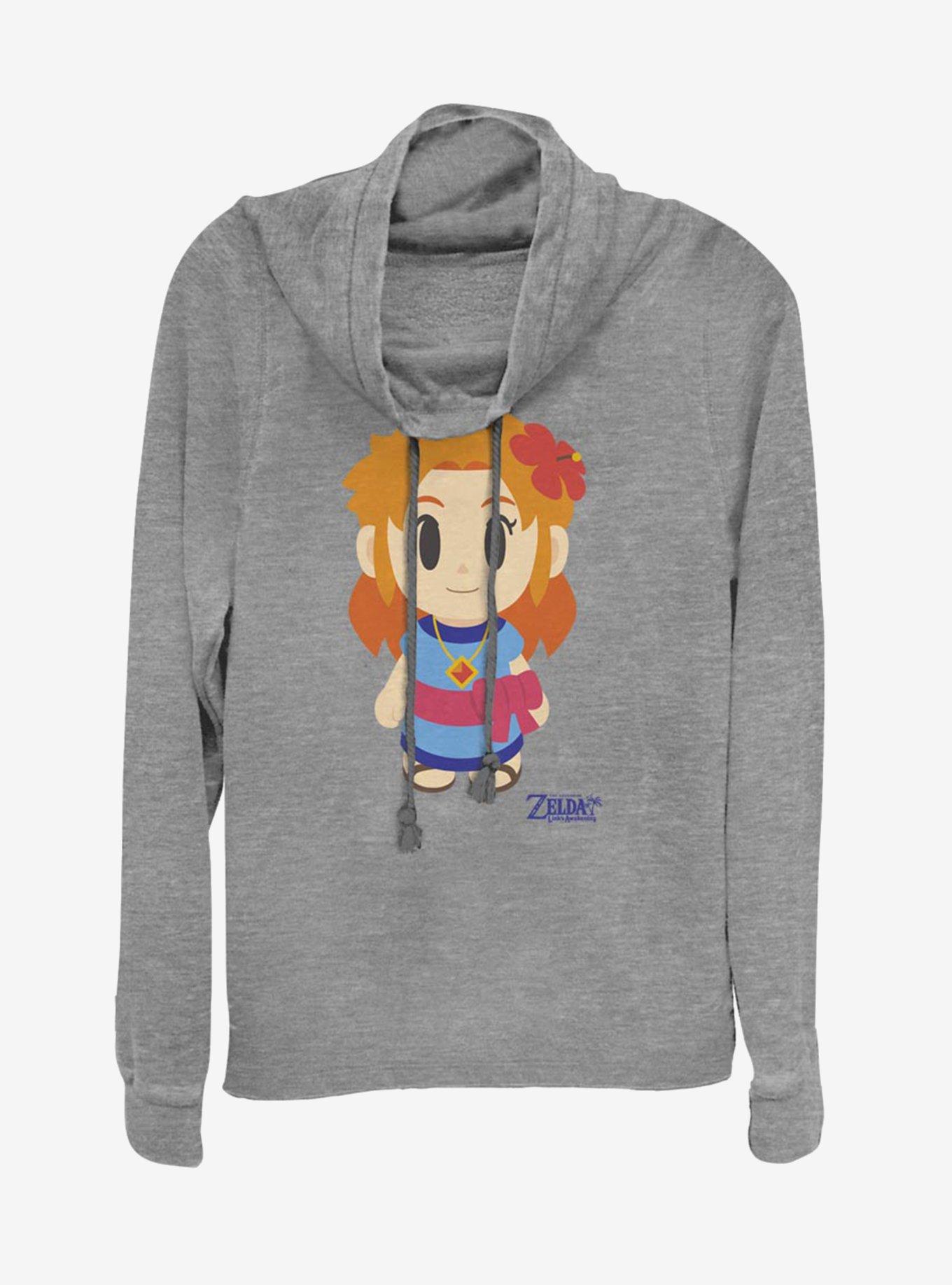 Nintendo The Legend of Zelda: Link's Awakening Marin Avatar Color Cowlneck Long-Sleeve Womens Top, GRAY HTR, hi-res