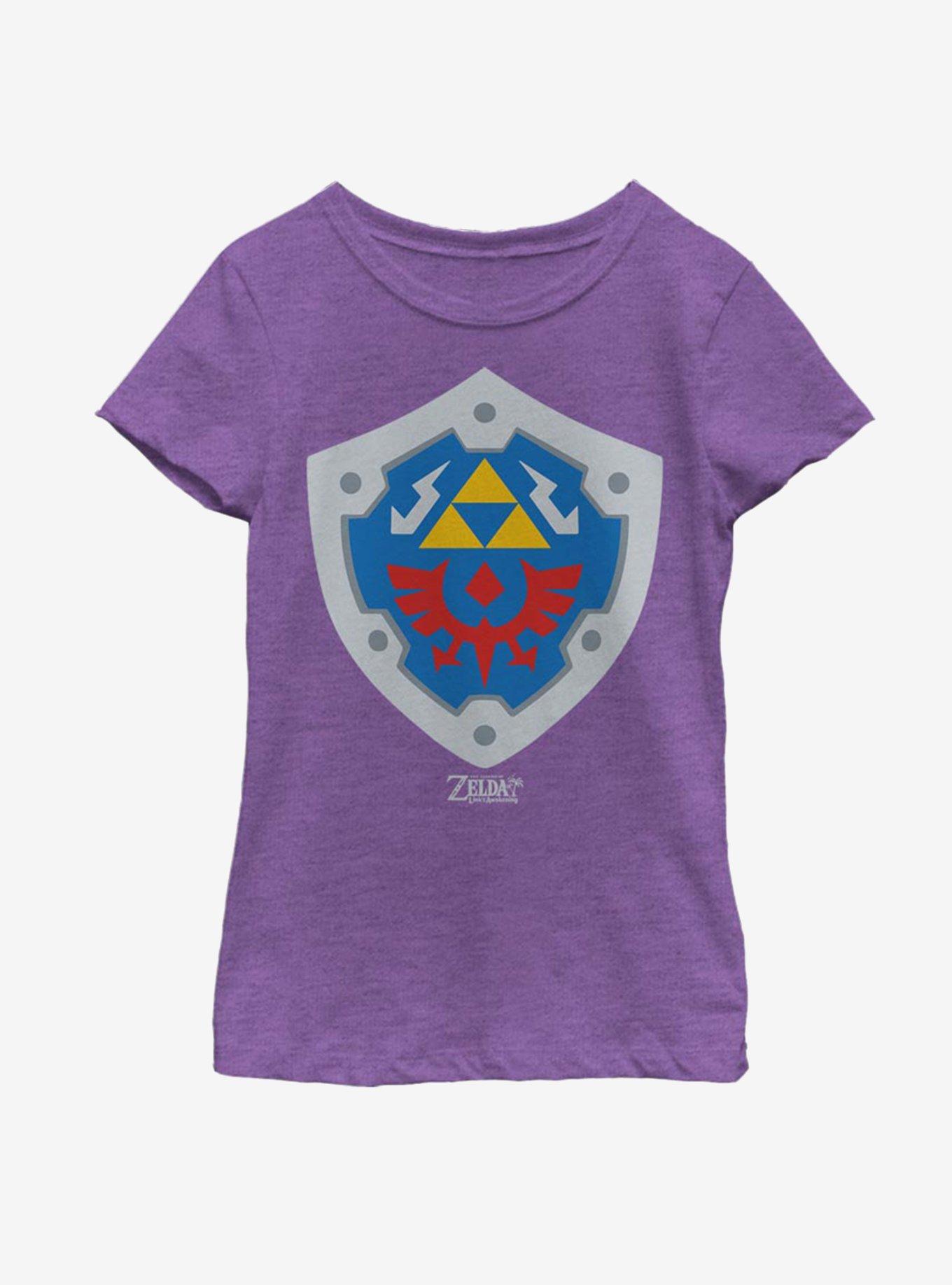 Nintendo The Legend of Zelda: Link's Awakening Hylian Shield Youth Girls T-Shirt, PURPLE BERRY, hi-res