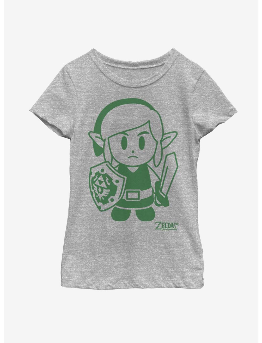 Nintendo The Legend of Zelda: Link's Awakening Link Avatar Outline Youth Girls T-Shirt, ATH HTR, hi-res