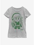 Nintendo The Legend of Zelda: Link's Awakening Link Avatar Outline Youth Girls T-Shirt, ATH HTR, hi-res