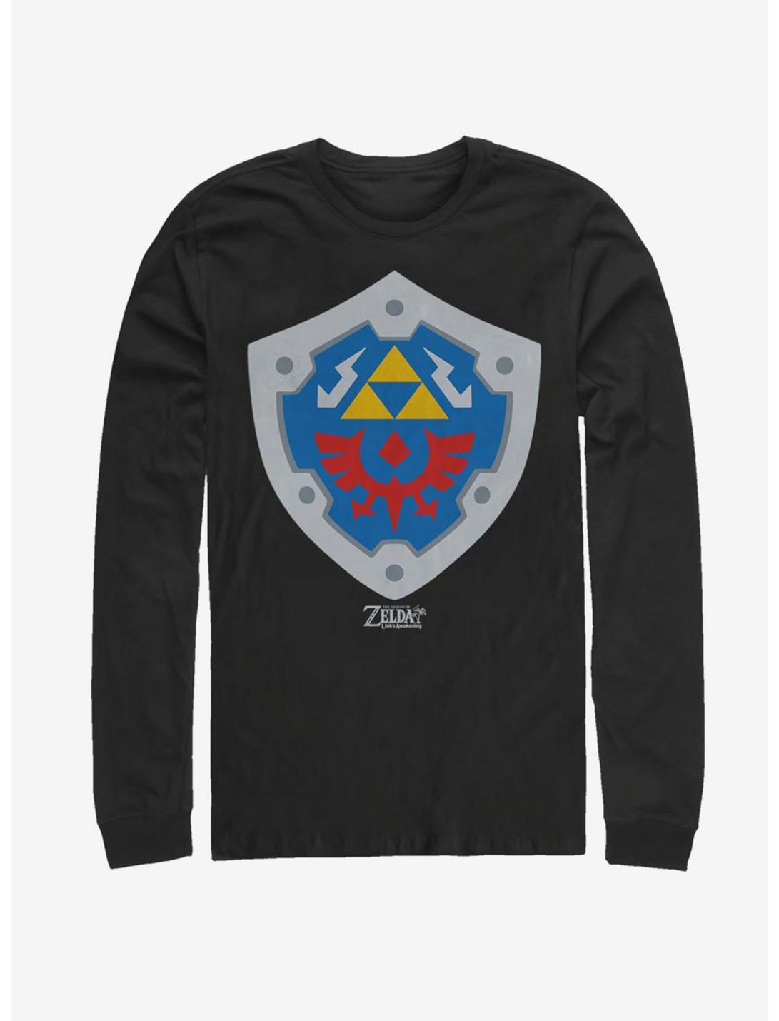 Nintendo The Legend of Zelda: Link's Awakening Hylian Shield Long-Sleeve T-Shirt, BLACK, hi-res