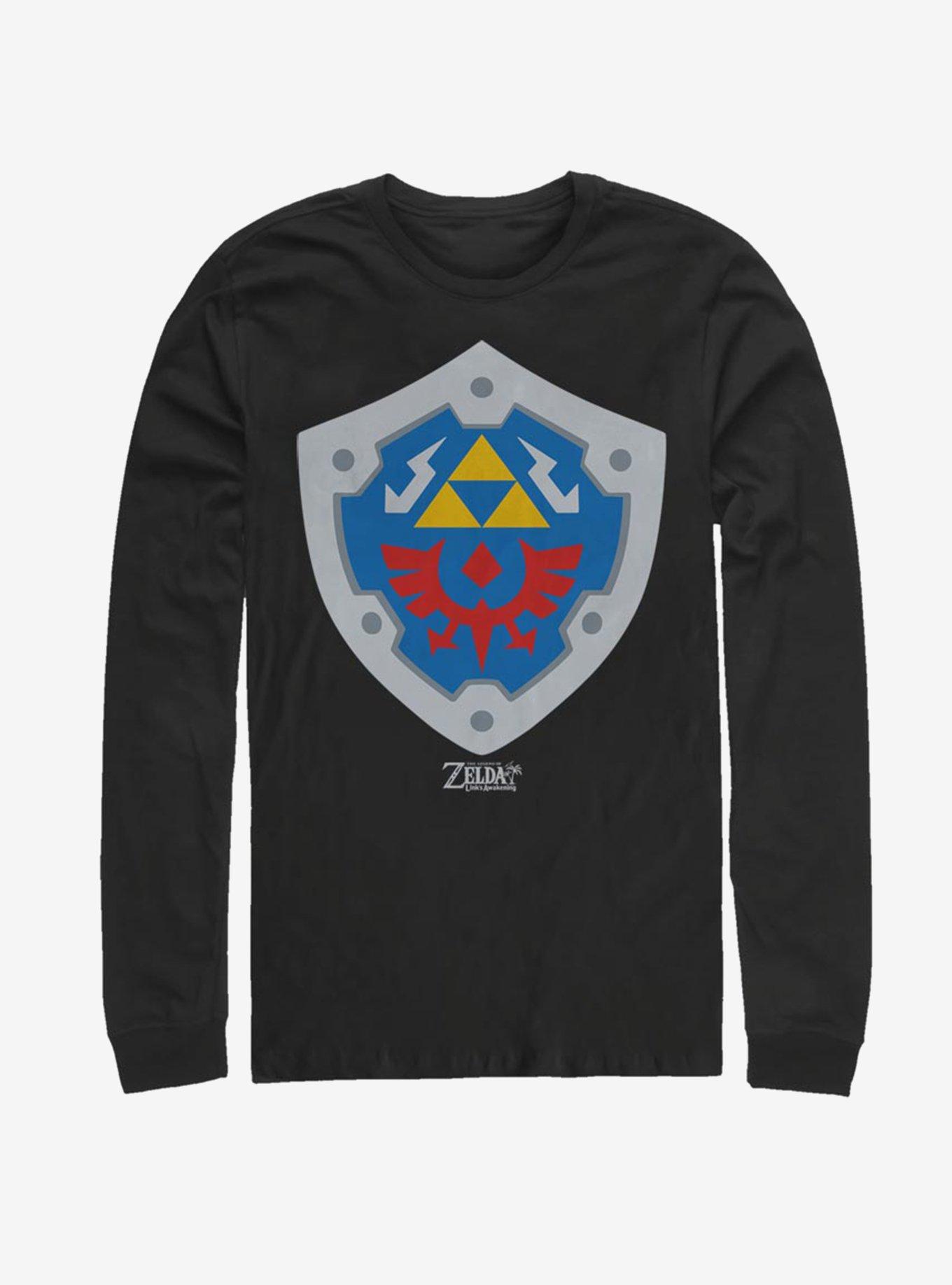 Nintendo The Legend of Zelda: Link's Awakening Hylian Shield Long-Sleeve T-Shirt, BLACK, hi-res