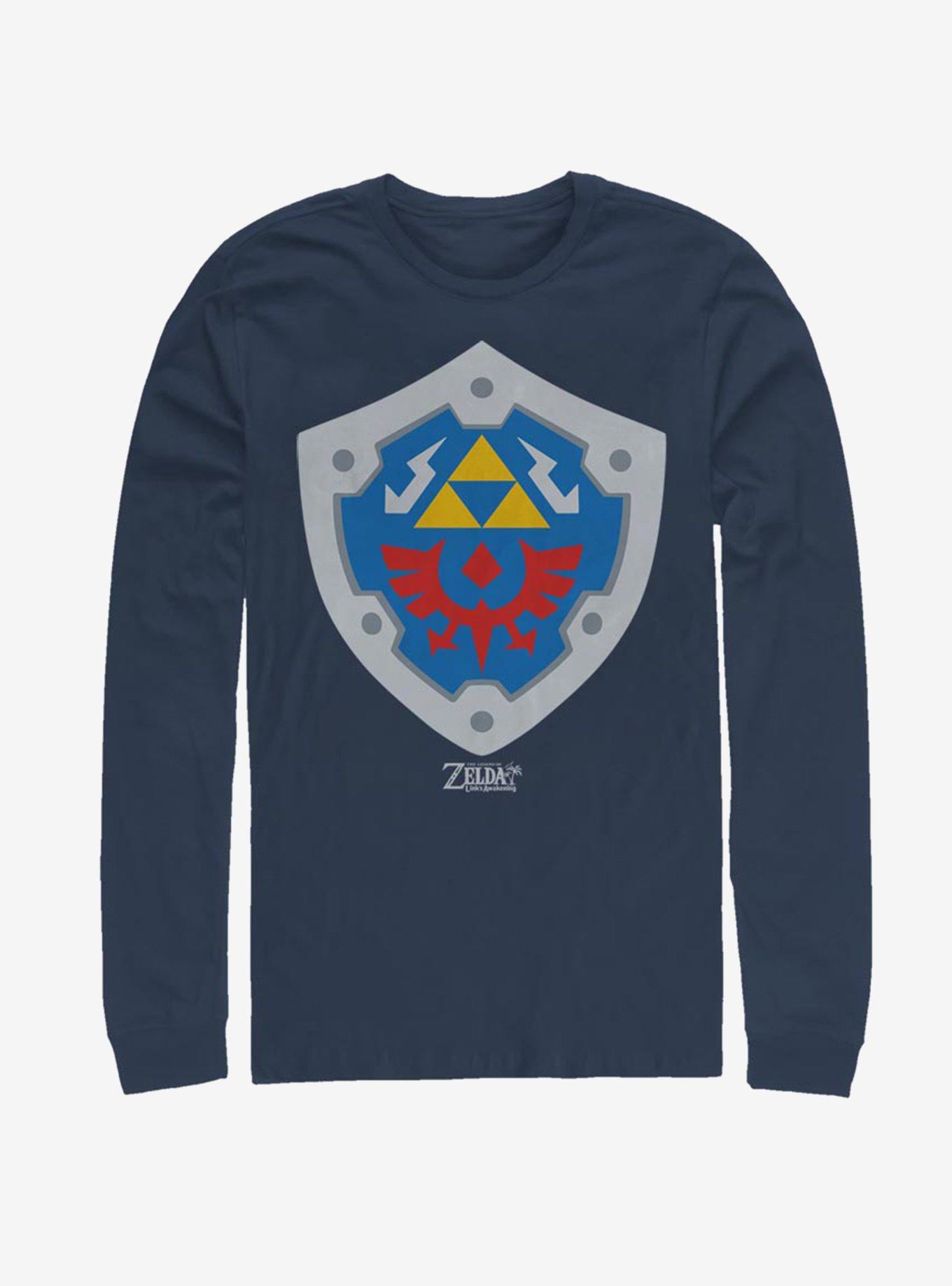Nintendo The Legend of Zelda: Link's Awakening Hylian Shield Long-Sleeve T-Shirt, NAVY, hi-res