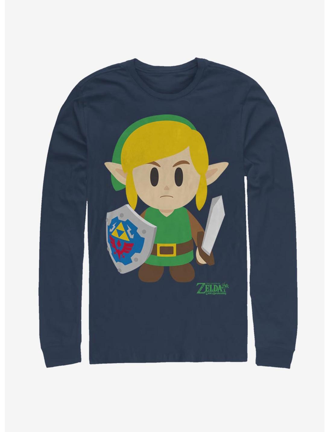 Nintendo The Legend of Zelda: Link's Awakening Link Avatar Color Long-Sleeve T-Shirt, NAVY, hi-res