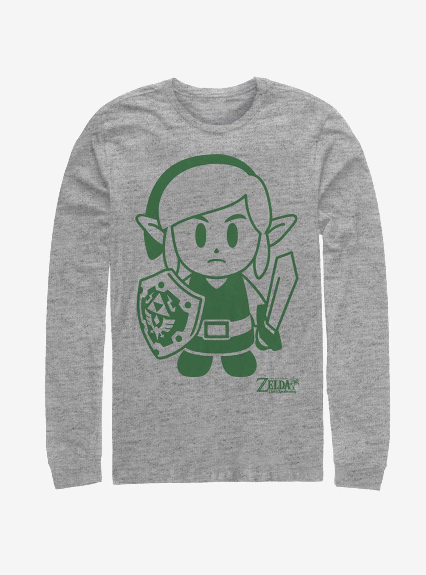 Nintendo The Legend of Zelda: Link's Awakening Link Avatar Outline Long-Sleeve T-Shirt, ATH HTR, hi-res