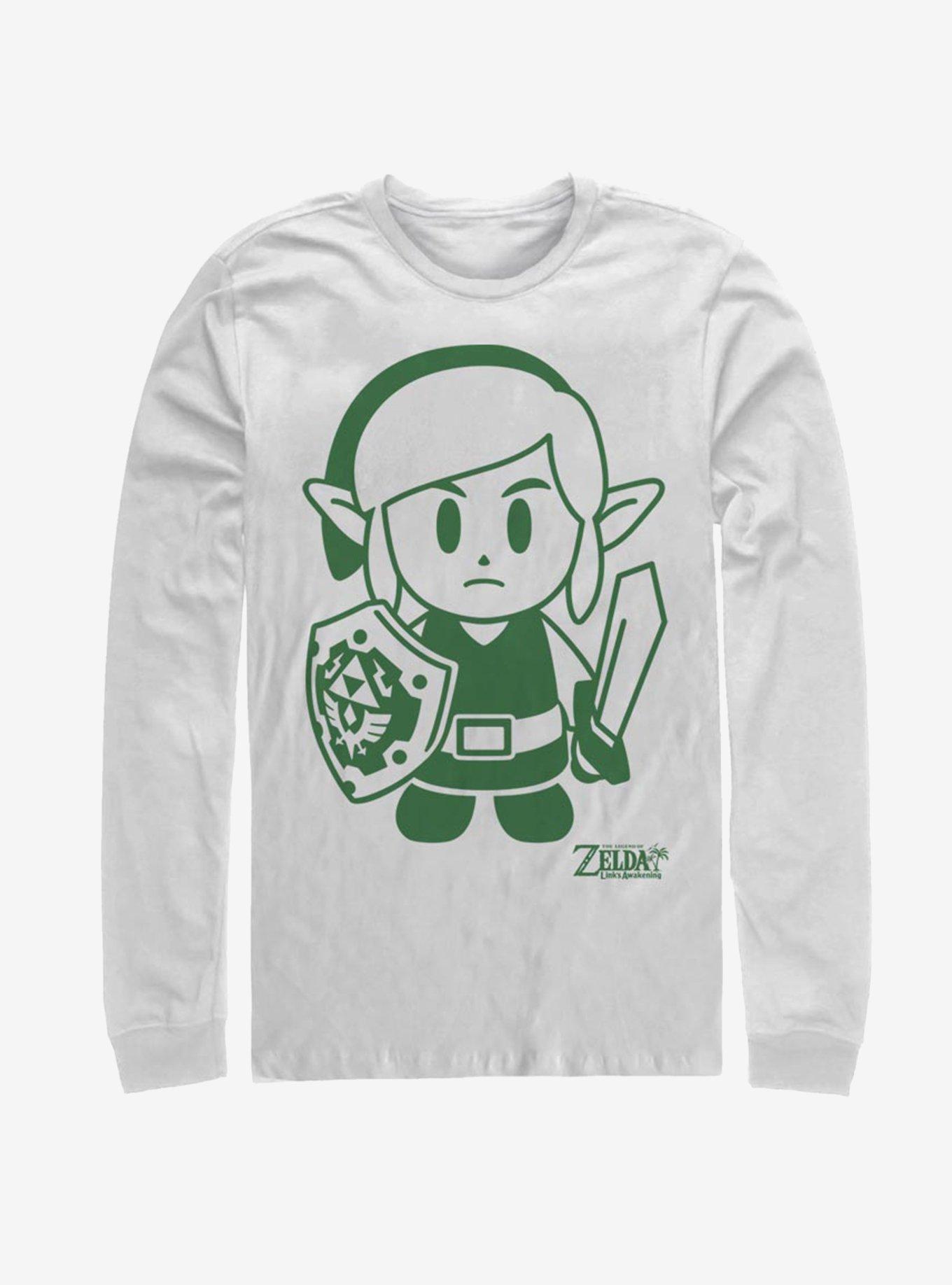 Nintendo The Legend of Zelda: Link's Awakening Link Avatar Outline Long-Sleeve T-Shirt, WHITE, hi-res