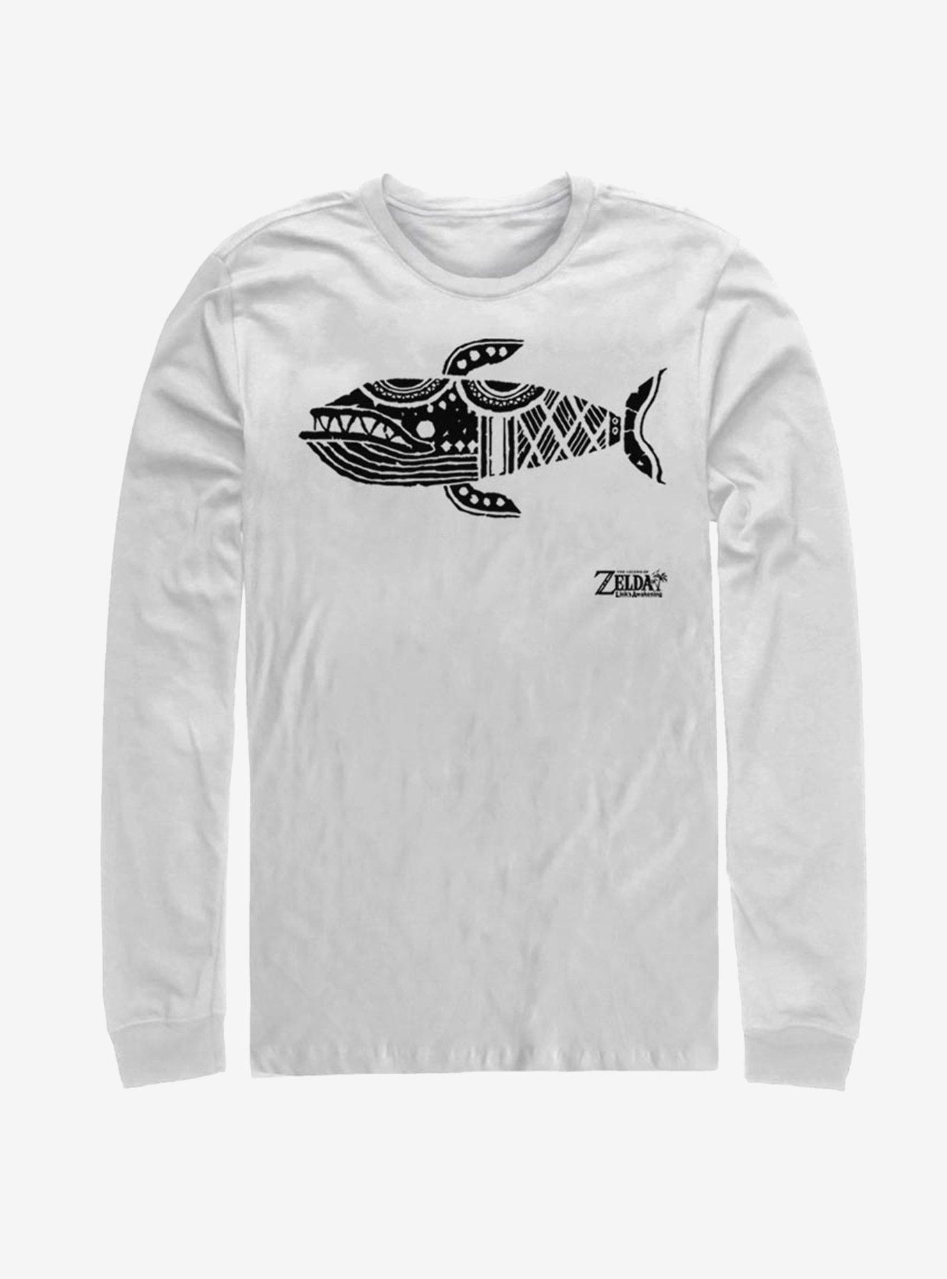 Nintendo The Legend of Zelda: Link's Awakening Whale Glyph Long-Sleeve T-Shirt, WHITE, hi-res