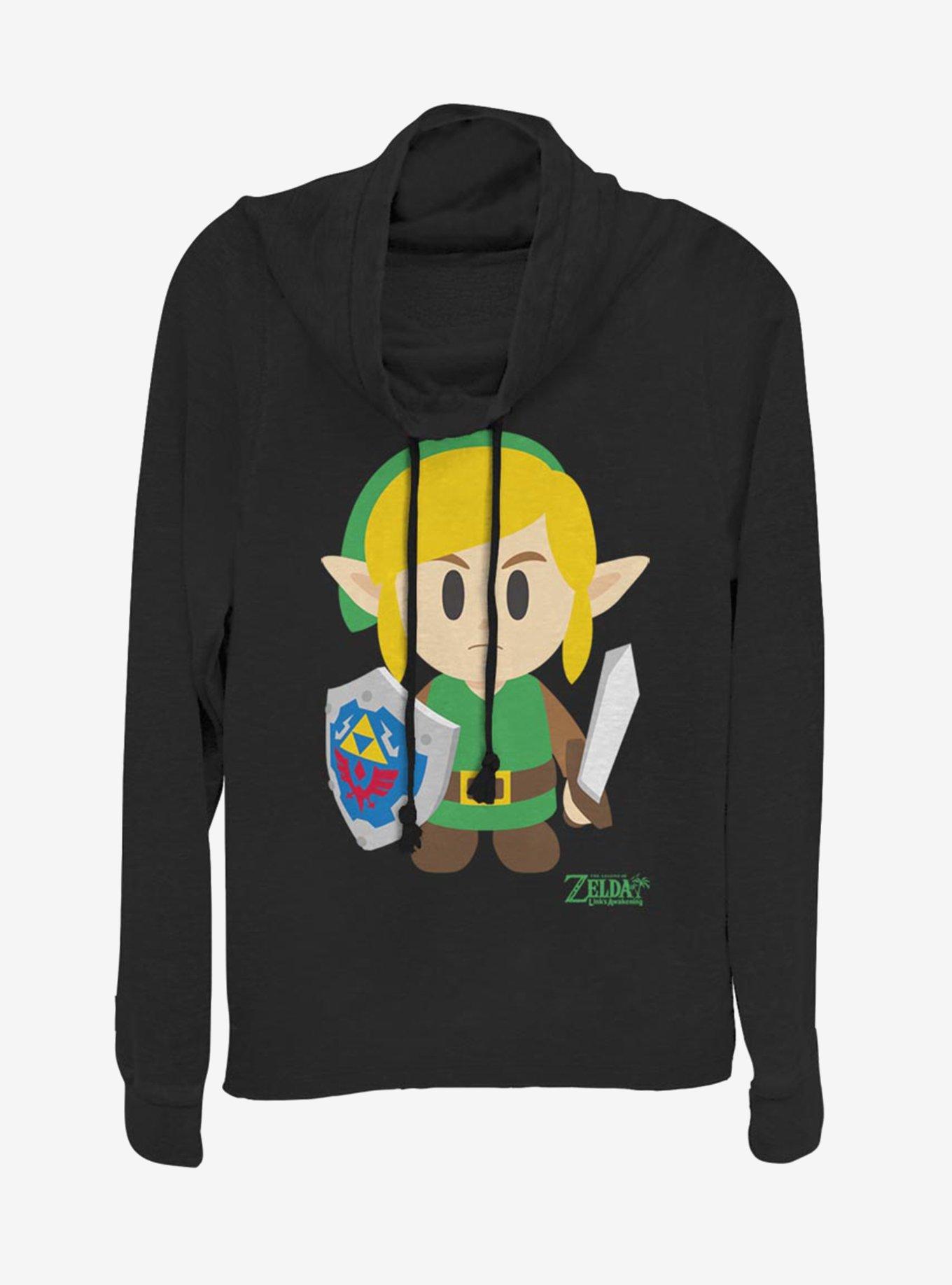 Nintendo The Legend of Zelda: Link's Awakening Link Avatar Color Cowlneck Long-Sleeve Womens Top, BLACK, hi-res