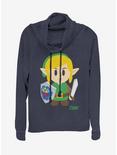 Nintendo The Legend of Zelda: Link's Awakening Link Avatar Color Cowlneck Long-Sleeve Womens Top, NAVY, hi-res