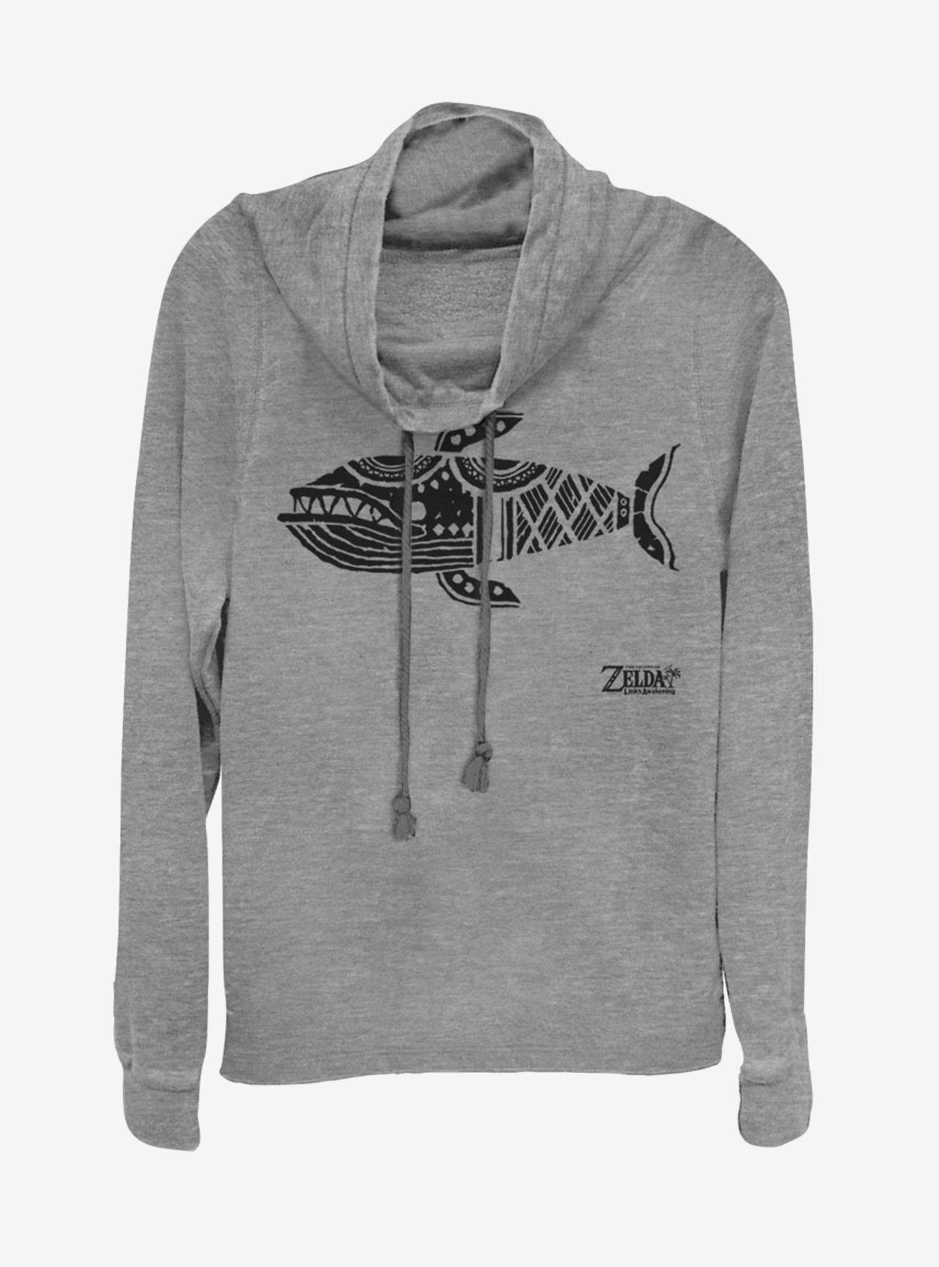 Nintendo The Legend of Zelda: Link's Awakening Whale Glyph Cowlneck Long-Sleeve Womens Top, , hi-res