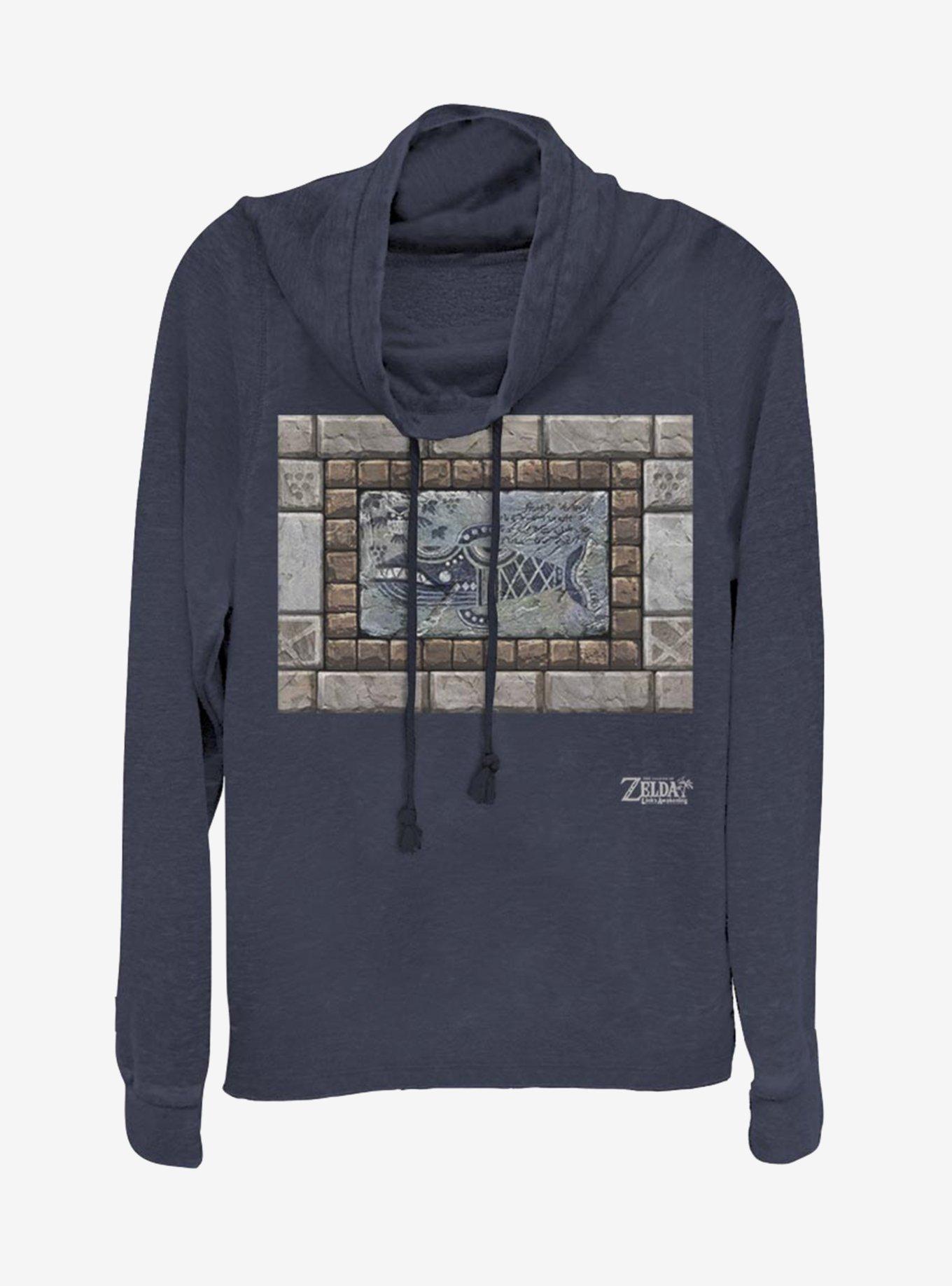 Nintendo The Legend of Zelda: Link's Awakening Whale Tablet Cowlneck Long-Sleeve Womens Top, NAVY, hi-res