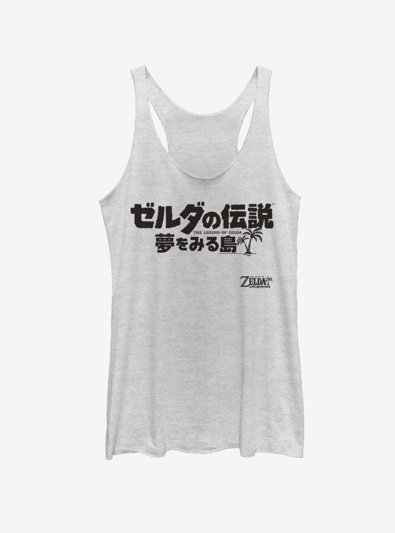 Nintendo The Legend Of Zelda: Link's Awakening Japanese Text Womens Tank Top, WHITE HTR, hi-res