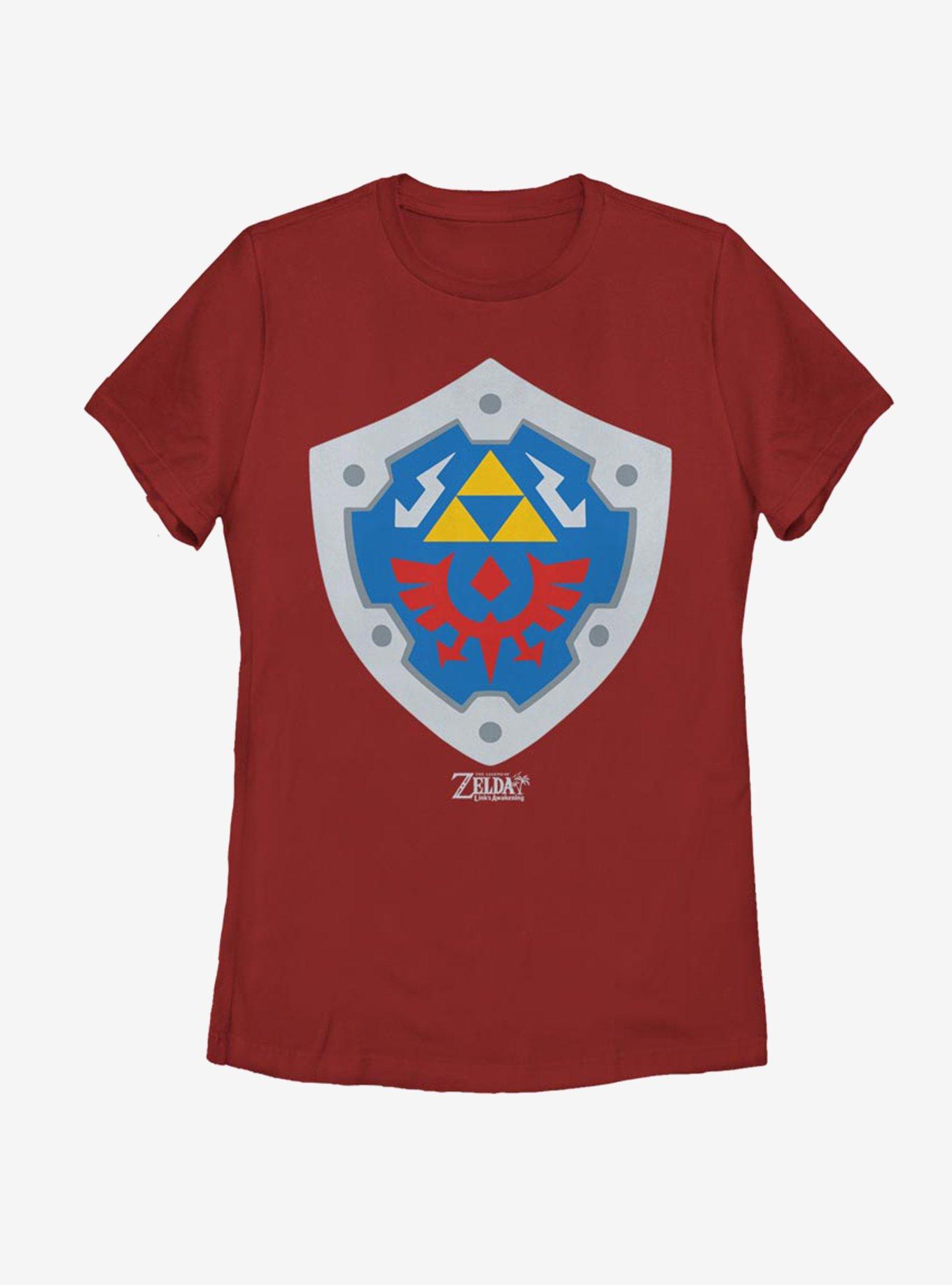 Nintendo The Legend of Zelda: Link's Awakening Hylian Shield Womens T-Shirt, RED, hi-res