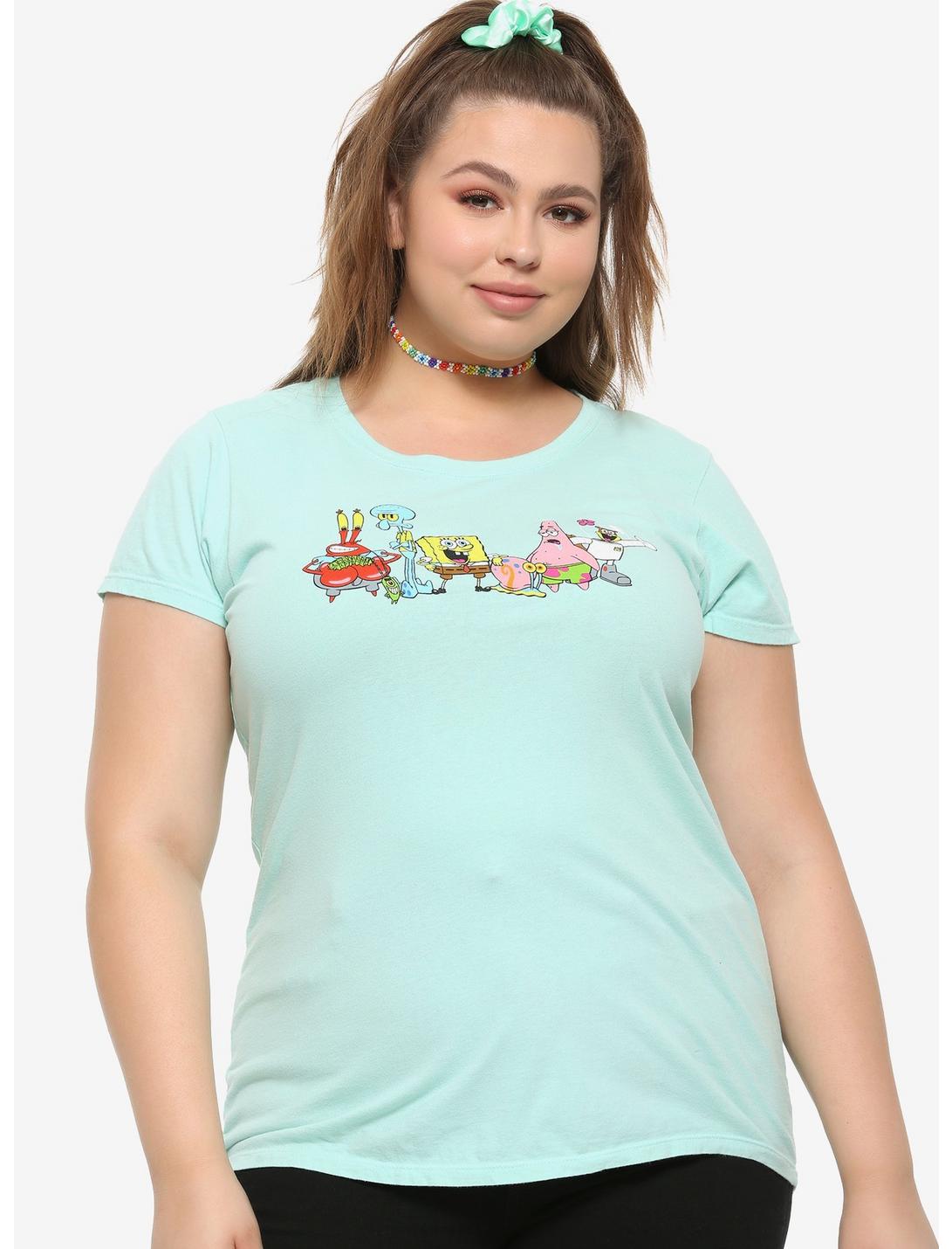 SpongeBob SquarePants Mint Group Girls T-Shirt Plus Size, MULTI, hi-res