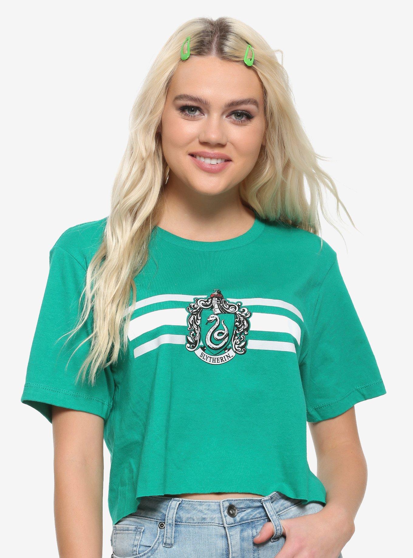 Harry Potter Slytherin Stripes Girls Crop T-Shirt