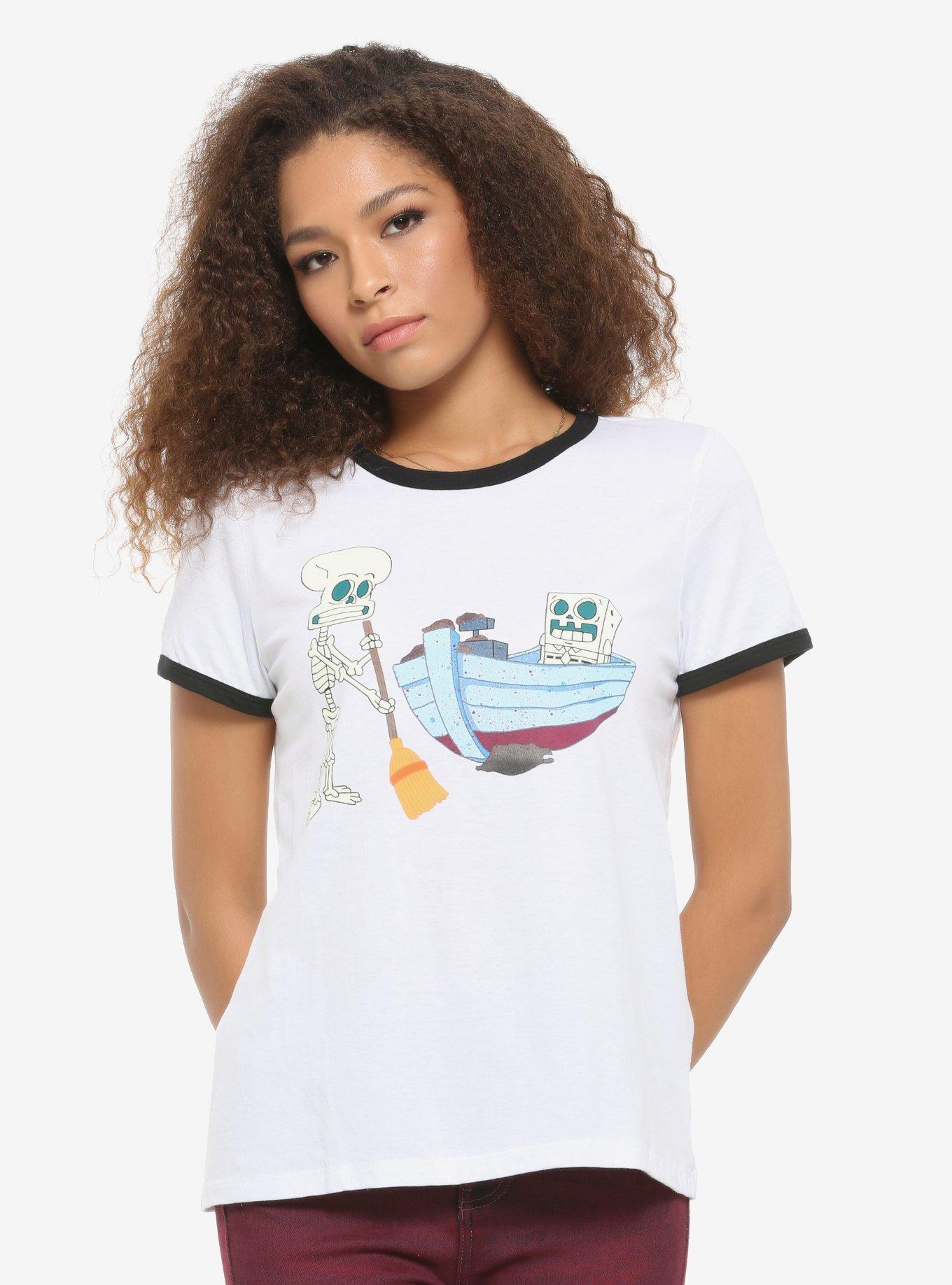 SpongeBob SquarePants Skeleton Crew Girls Ringer T-Shirt, MULTI, hi-res