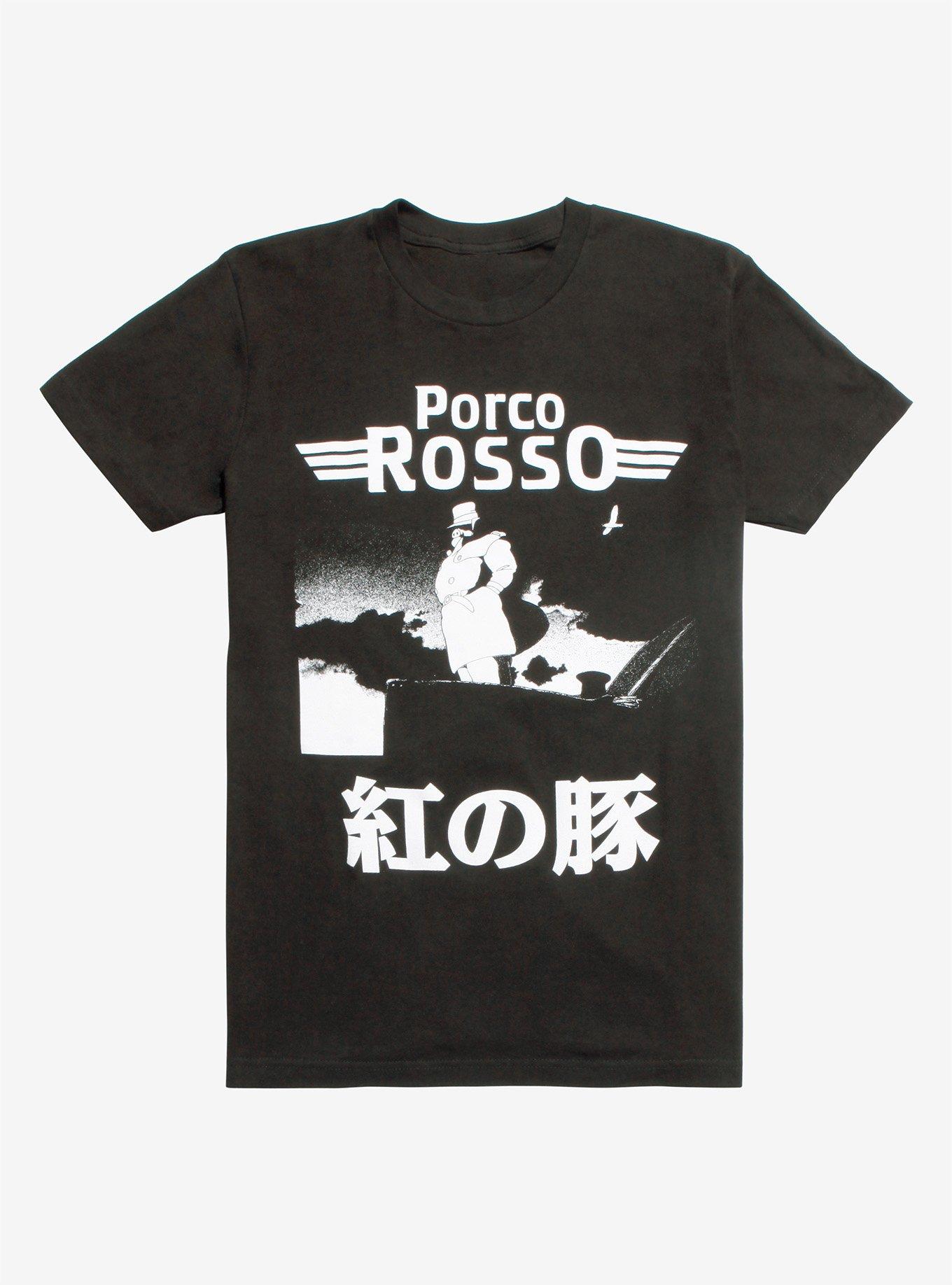 Studio Ghibli The World Of Studio Ghibli Collection Porco Rosso Black & White T-Shirt, BLACK, hi-res