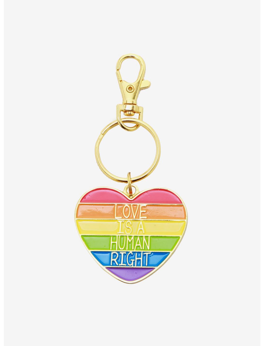 Love Is A Human Right Rainbow Heart Key Chain, , hi-res