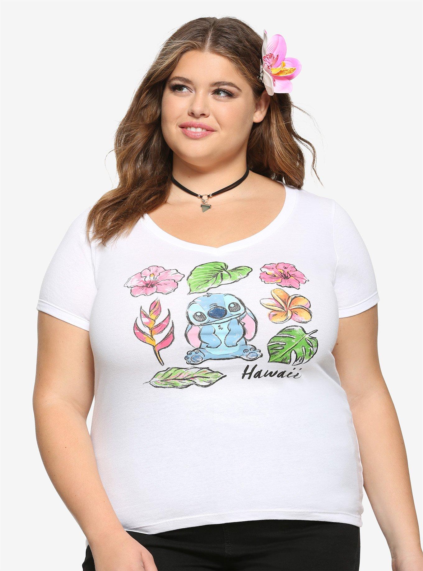 Disney Lilo & Stitch Hawaii Flowers Girls T-Shirt Plus Size, MULTI, hi-res