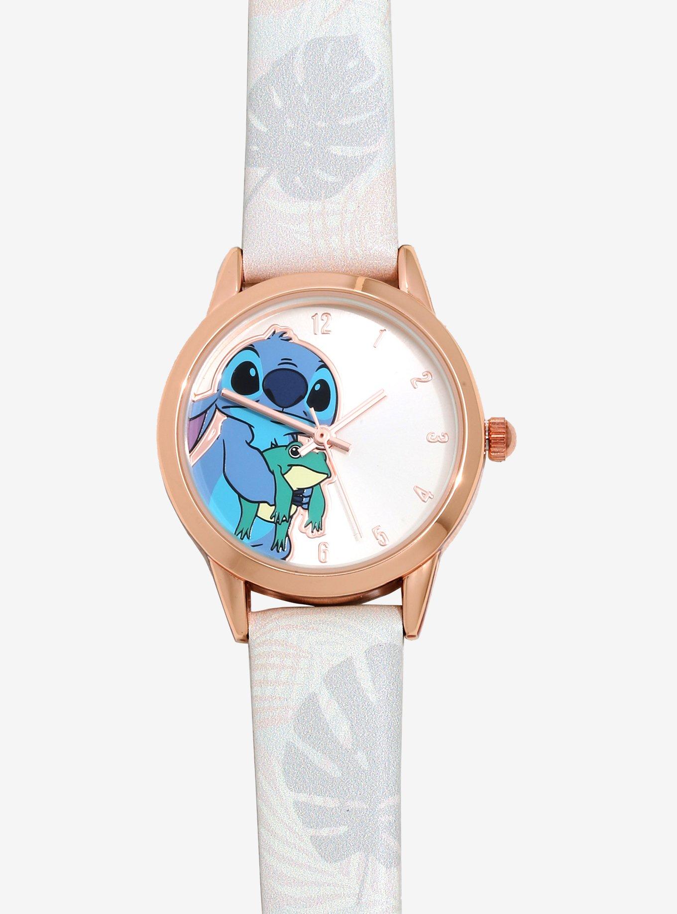 DISNEY LILO & STITCH Frog WATCH!Cute Animal Rose Gold Faux Leather Tropical Leaf Lilo & Stitch Faces Digital Kids Watch - SuperHeroStuff main image 3